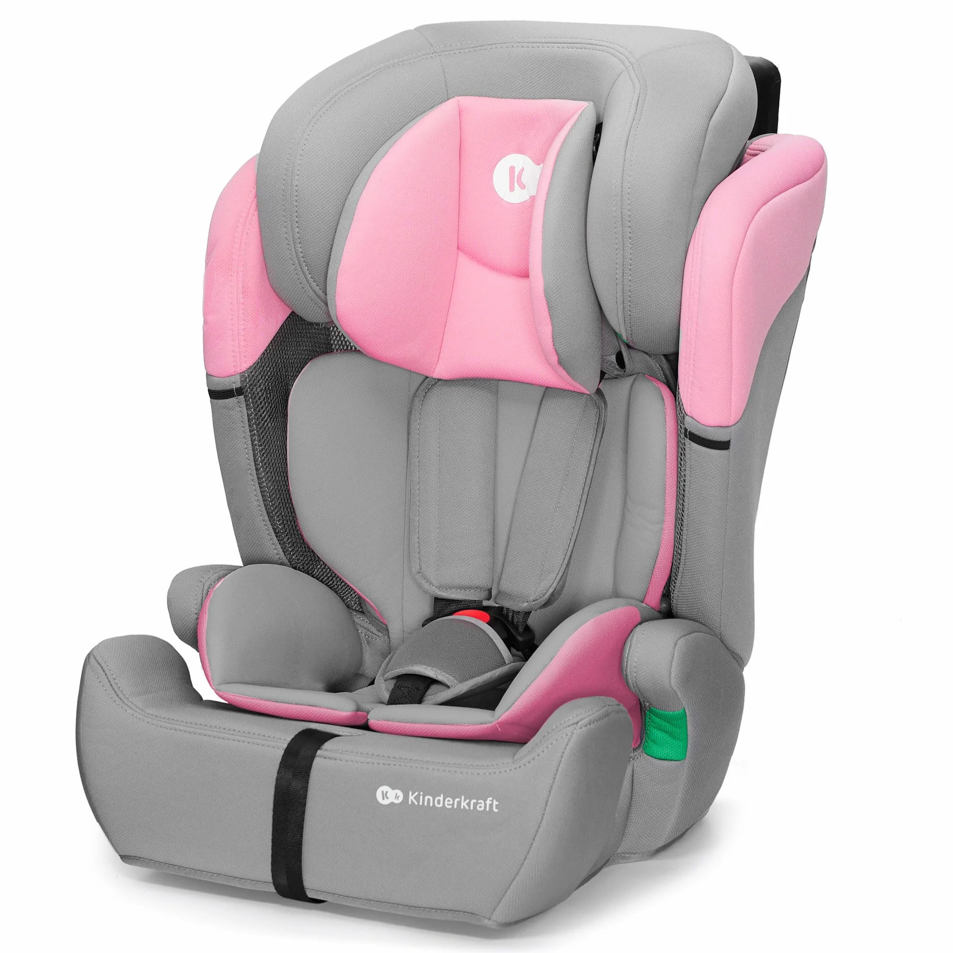 Kinderkraft COMFORT UP Fotelik samochodowy i-Size, Regulowany zagłówek, Poddany testom zderzeniowym, Systemy bezpieczeństwa, Wkładka dla najmłodszych, Norma R129, Grupa ECE I/II/III 9-36 kg, Różowy