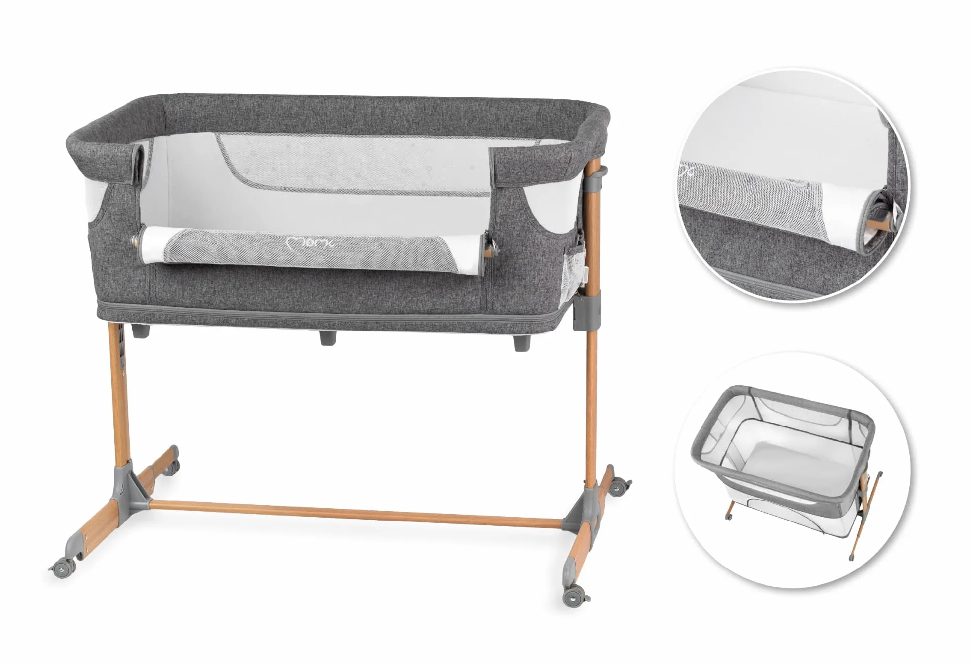 Momi SMART BED Łóżeczko, Szary, 55 x 95 cm