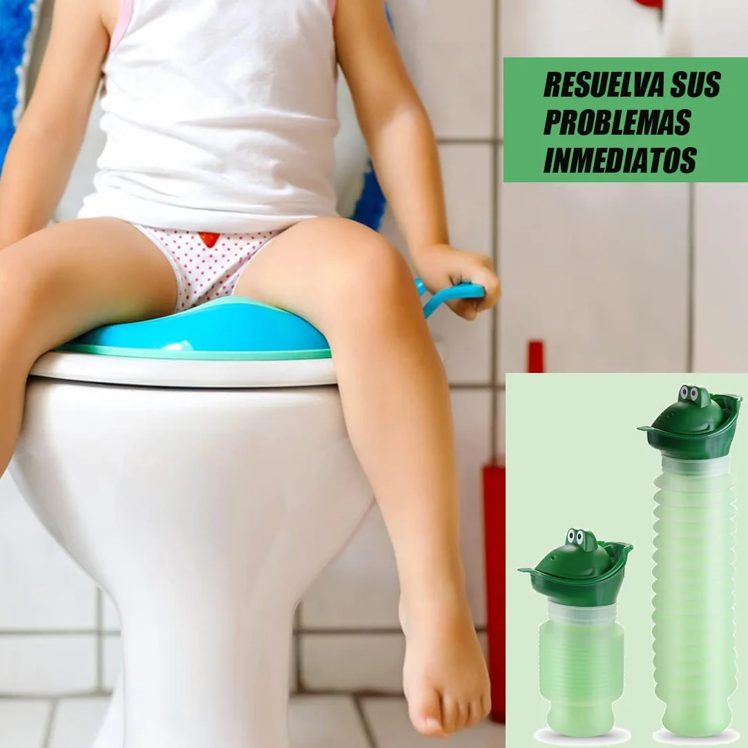 Voarge Przenośny nocnik dla dzieci, przenośny kreskówka dzieci unisex nocnik podróż pisuar Auto toaleta Pee, zielony-600ML