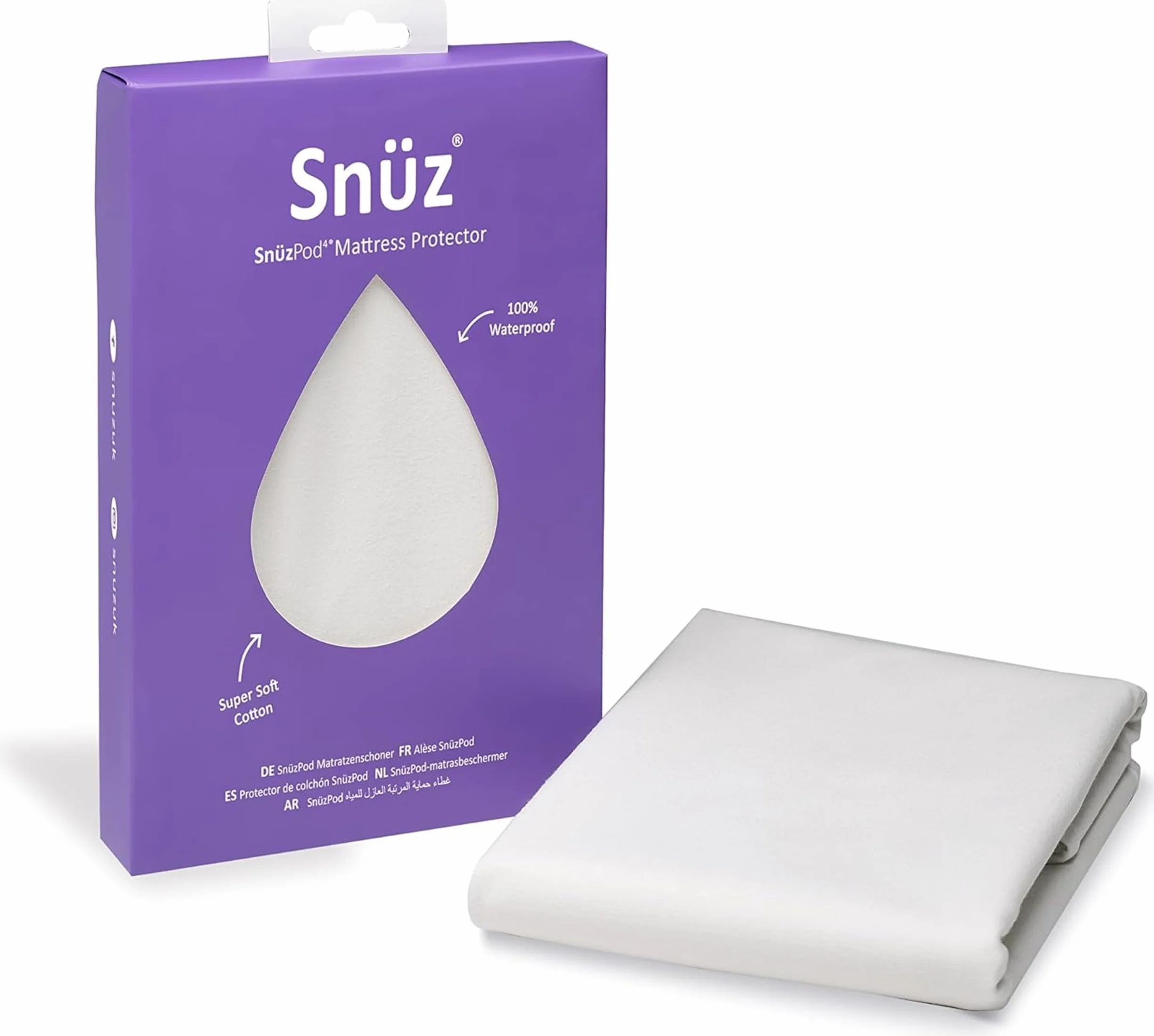 SnuzPod 4 wodoodporny ochraniacz na materac – 40 x 75,5 cm – 100% wodoodporny z odprowadzającą wilgoć bawełnianą powierzchnią