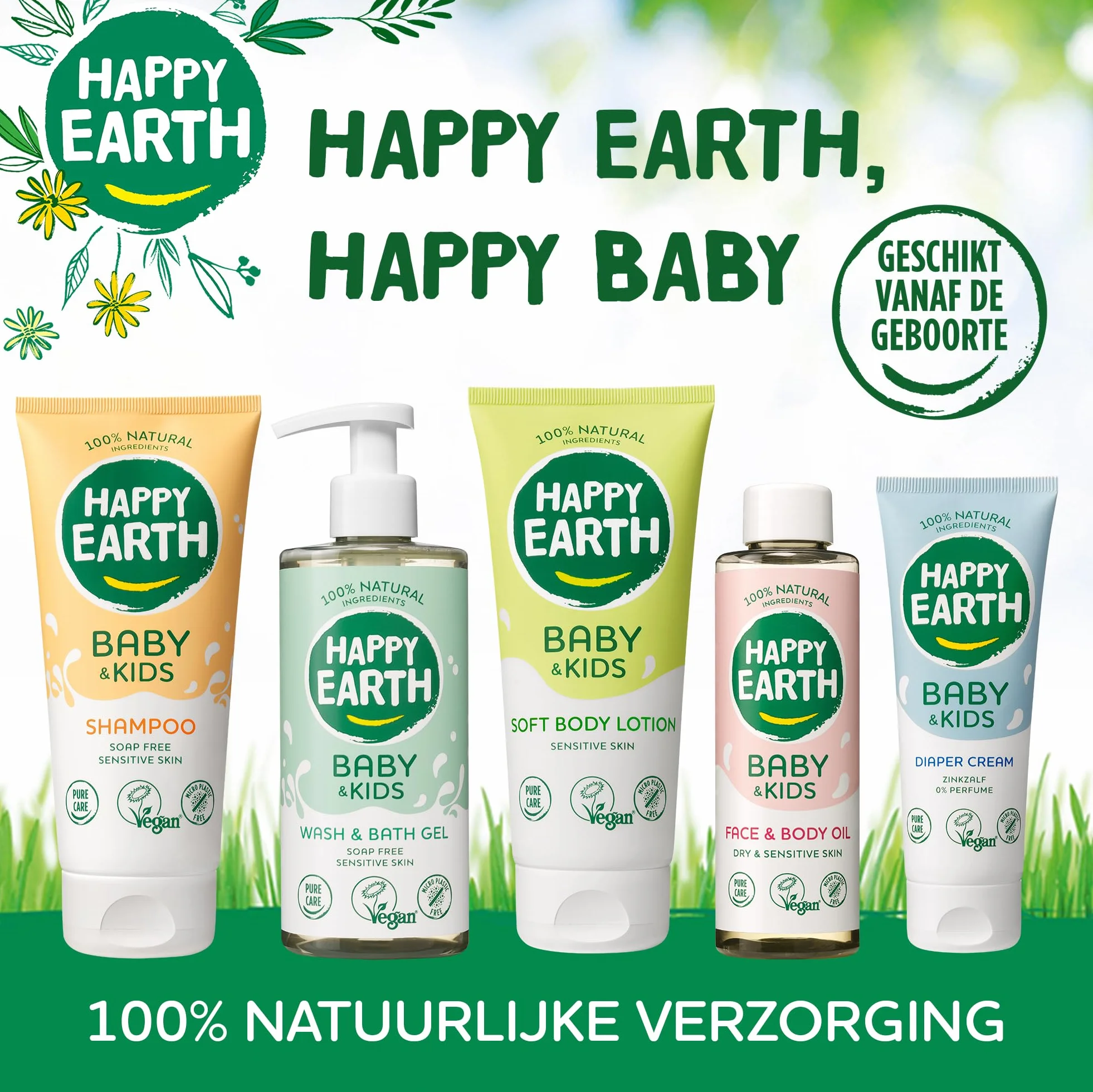 Happy Earth 100% naturalny krem odżywczy dla niemowląt i dzieci, 75 ml, wegański, 100% naturalny, bez mikroplastiku