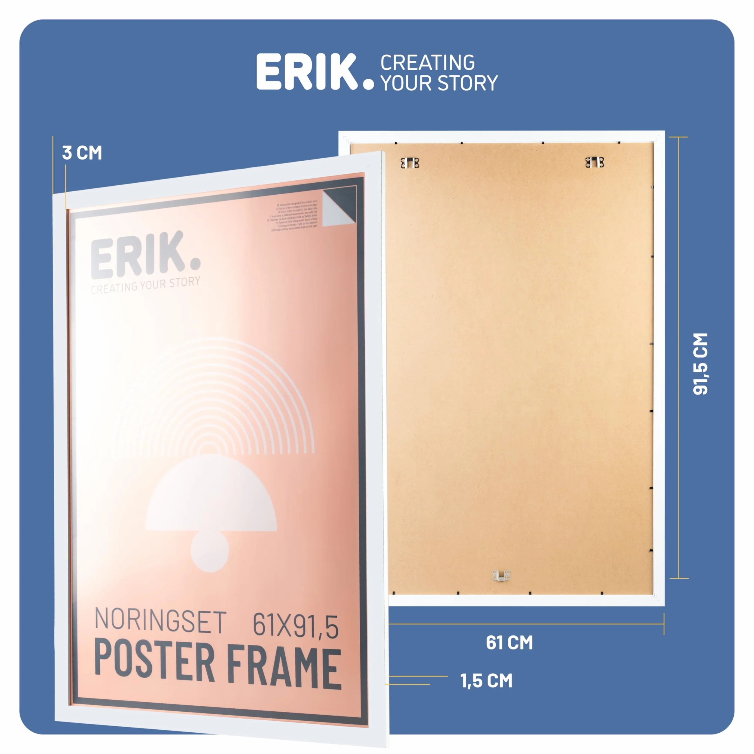 Grupo Erik Poster Frame 61 x 91.5cm White Photo Frame Wall Large Picture Frame Art Wall Decor