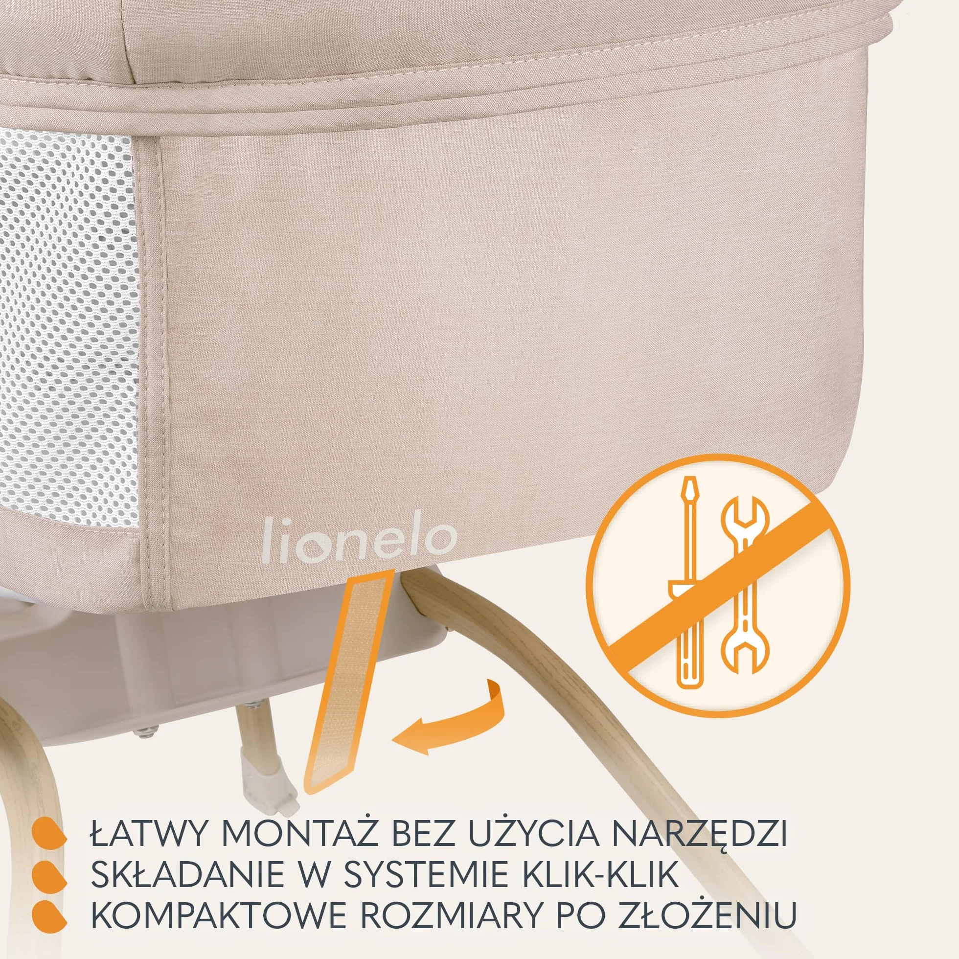 LIONELO Malin Evo Łóżeczko Dziecięce 3 w 1 Turystyczne, Kołyska dla Niemowląt od 0 do 9kg, Daszek Moskitiera 2 Zabawki, Regulacja Nachylenia Szybki Montaż, 2 Koła,Torba