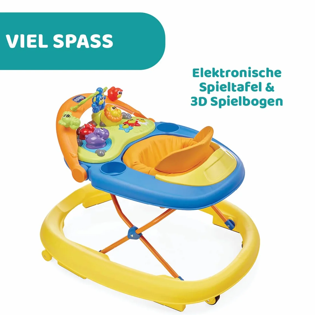 Chicco Chodzik Walky Talky, Dla Dzieci od 6 Miesięcy do 12 Miesięcy, z Dźwiękami i Panelem 3D, Regulacja Wysokości