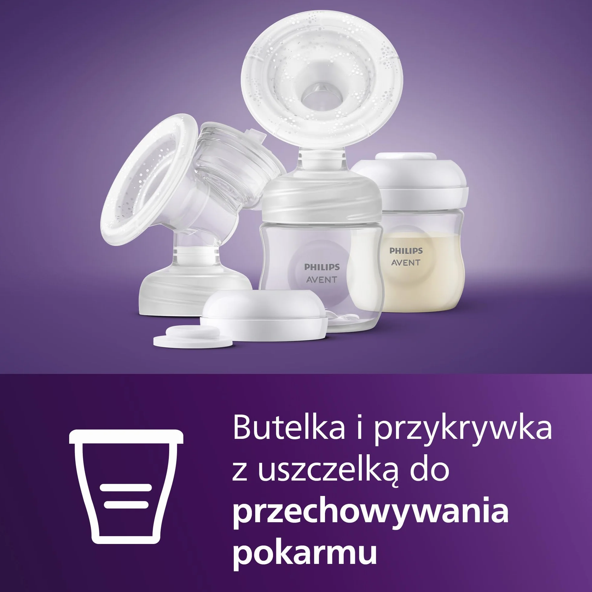 Philips Avent zestaw do podwójnego laktatora, bez części silnikowej, łatwe czyszczenie i montaż, 2 butelki, 2 dyski uszczelniające i 2 pierścienie mocujące do przechowywania pokarmu, model SCF335/12