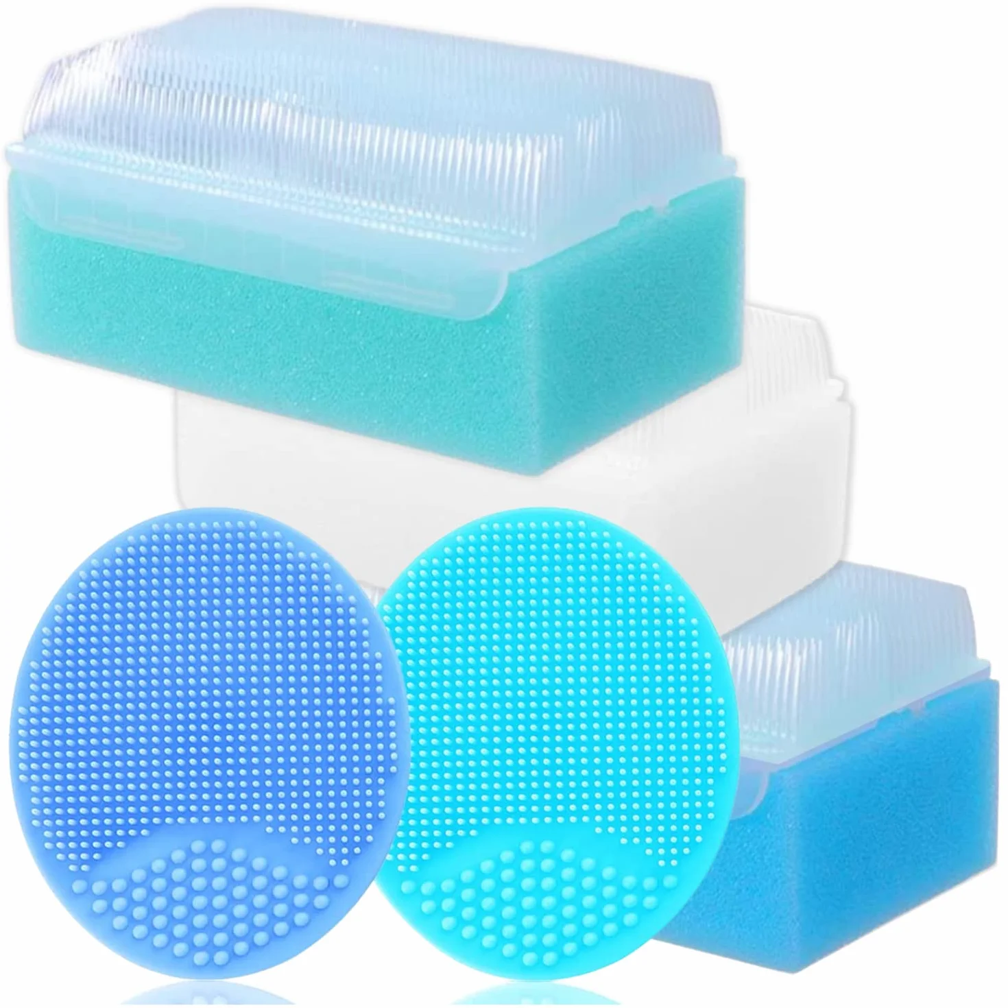 Baby Sponge for Bathing | Extra Soft Cradle Cap Brush | Silicone Massage Combs (5-pack)