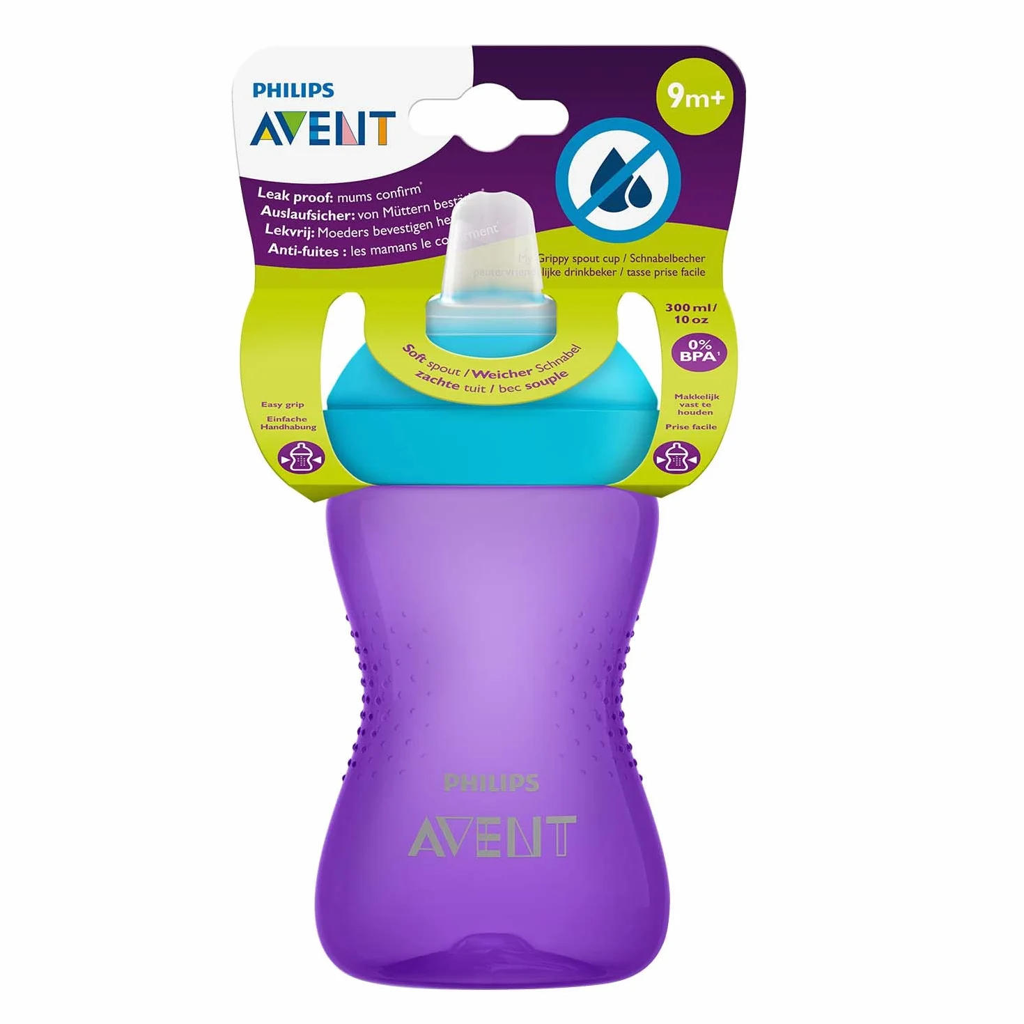 Philips Avent Kubek z Miękkim, Odpornym Na Gryzienie Ustnikiem 300 ml 9 m+ (1 szt.), SCF802/02