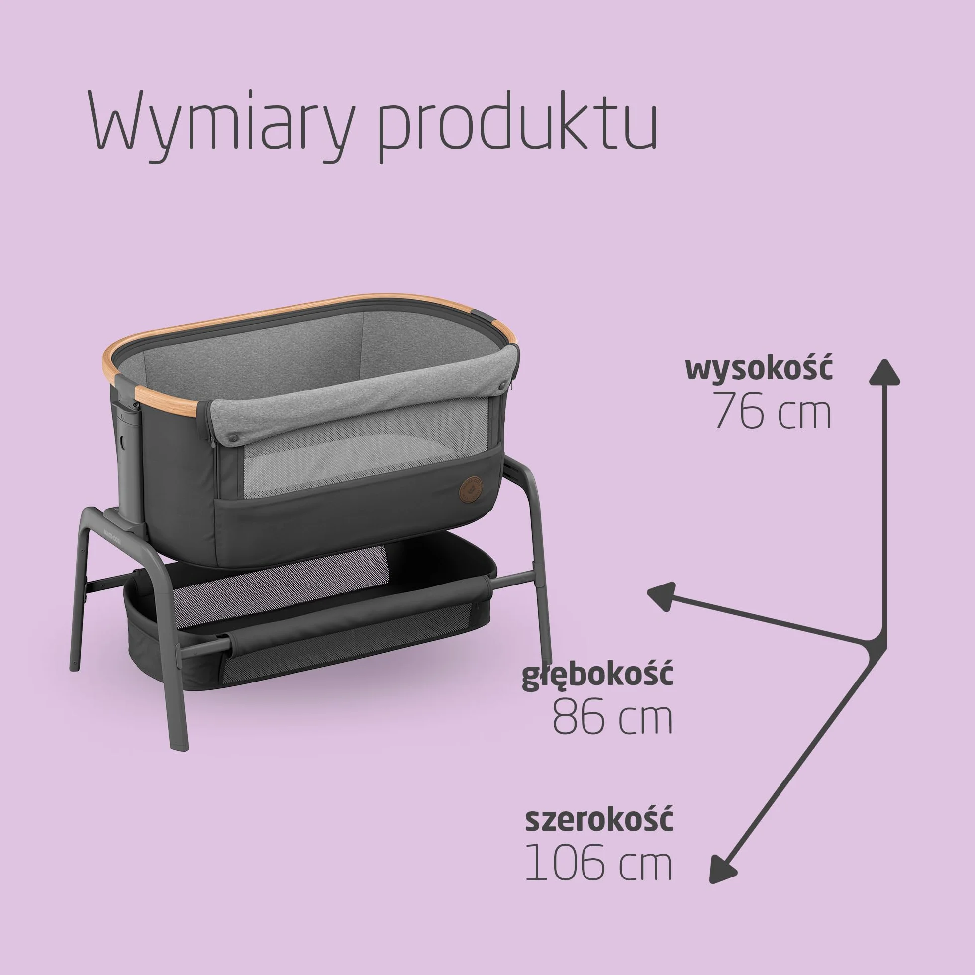 Maxi-Cosi Iora Łóżeczko Przystawka Co-sleeper 0-6 mies. 9 kg 4 Pozycje Odchylenia 5 Wysokości