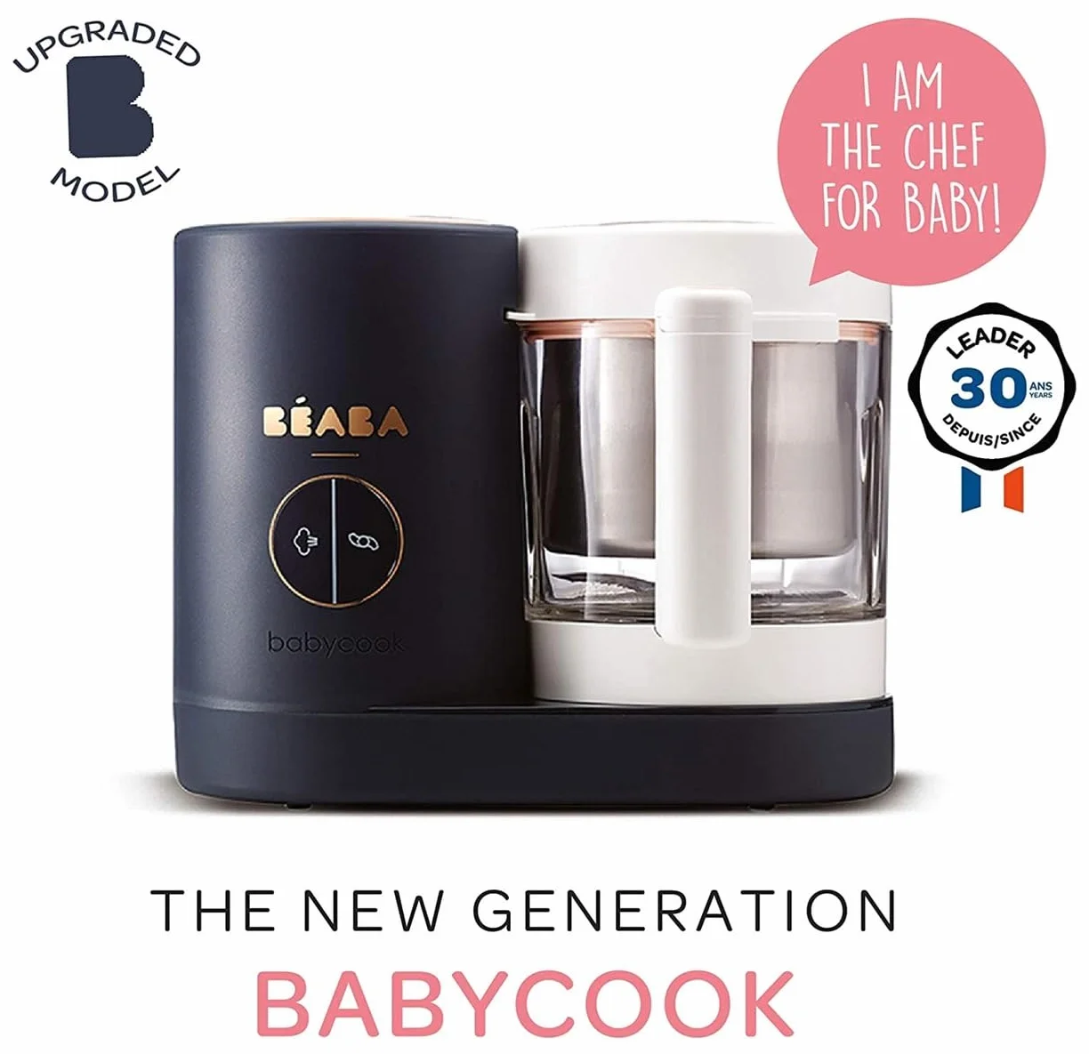 Béaba Babycook Neo Baby Food Maker 4 w 1 Szklana miska Stal nierdzewna