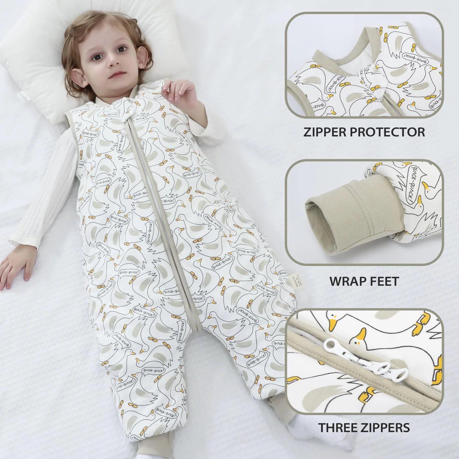 Śpiwór niemowlęcy zimowy 2,5 Tog bawełna 75-85 cm Kaczka