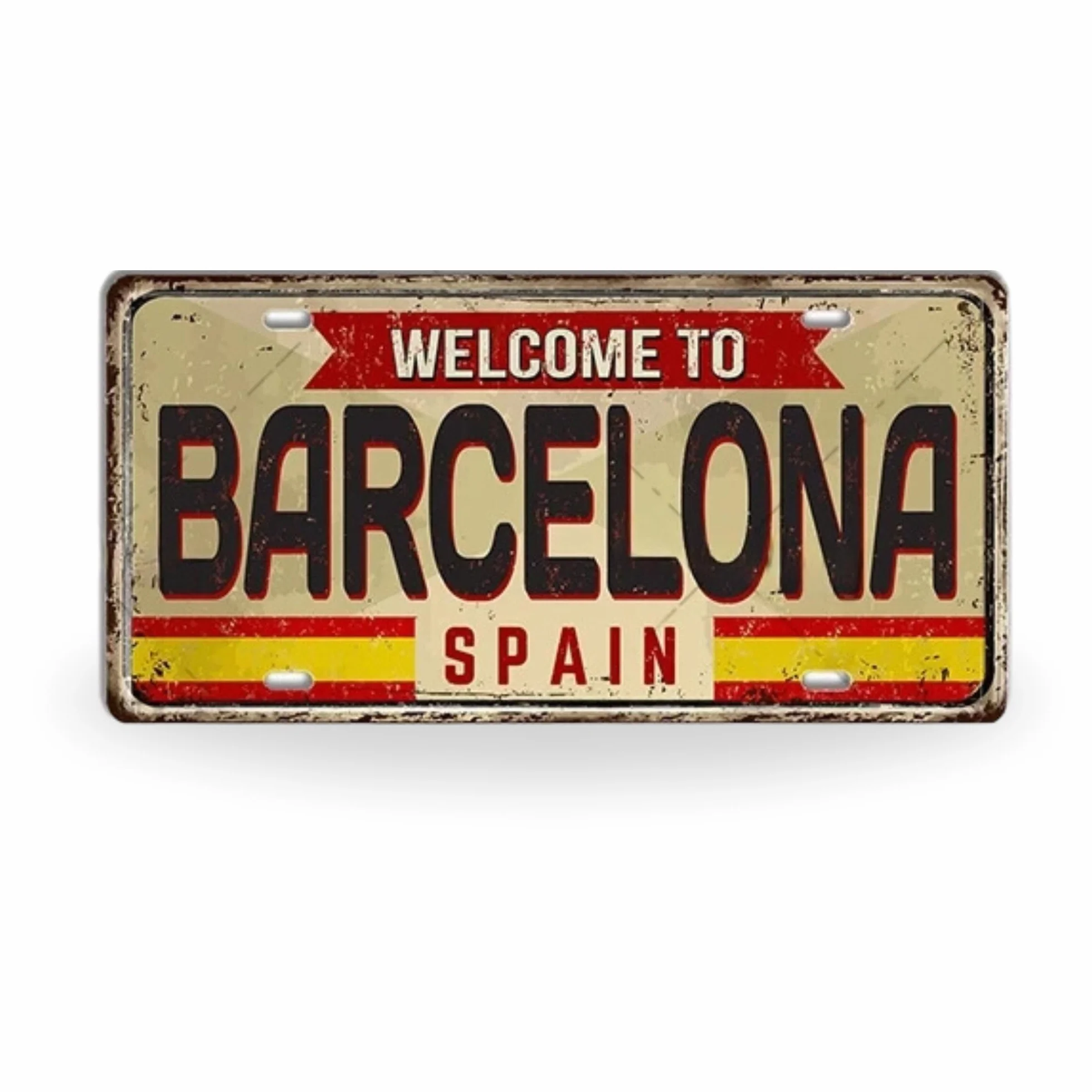 Hiszpańska Tablica Rejestracyjna Metalowa Vintage Dekoracja Ścienna Barcelona