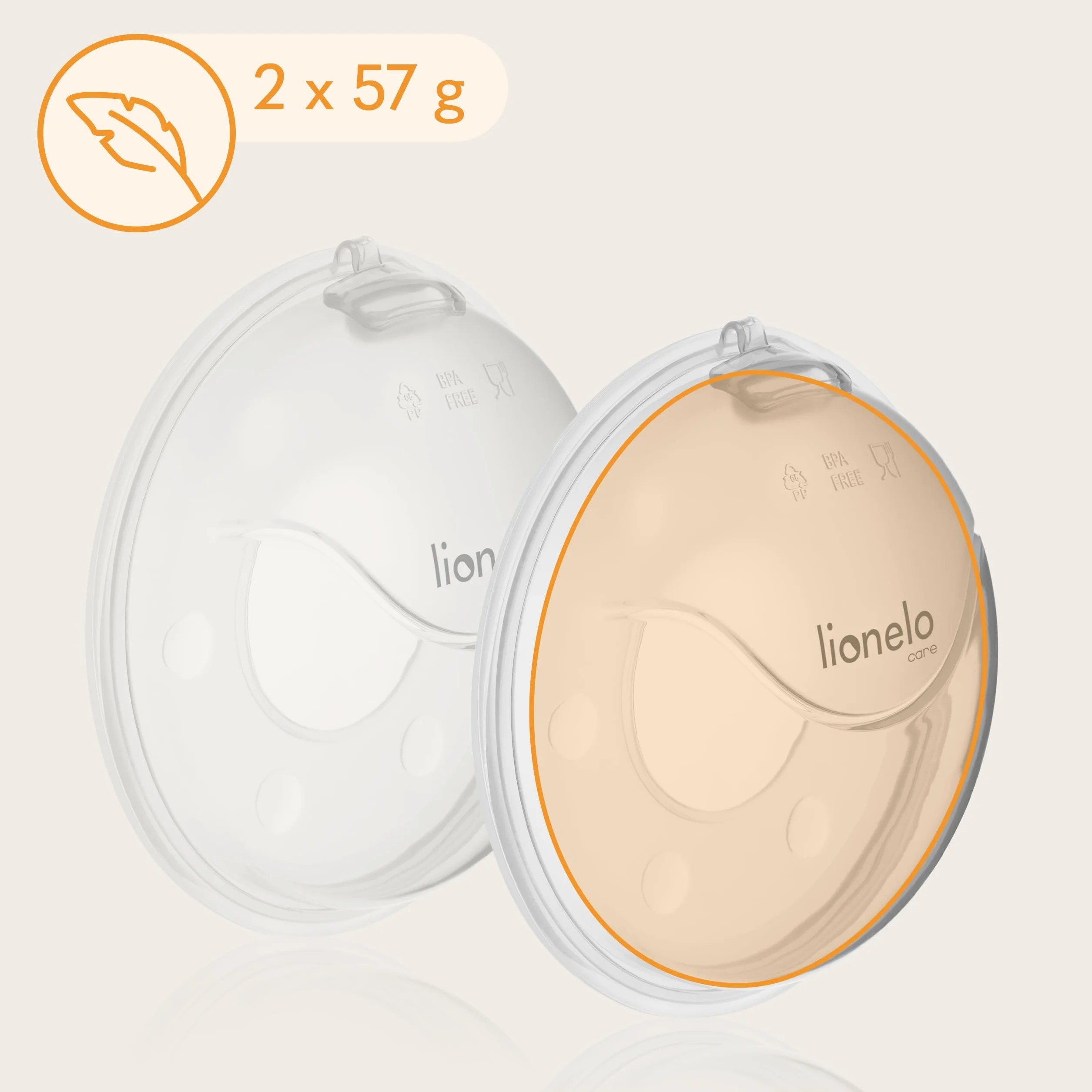 LIONELO MILKY PLUS Kolektor Pokarmu Muszle Laktacyjne Bez BPA Silikonowe 2 Sztuki Etui Łatwe Czyszczenie Dyskretne Wygodne Kolektor Mleka Wielokrotnego Użytku