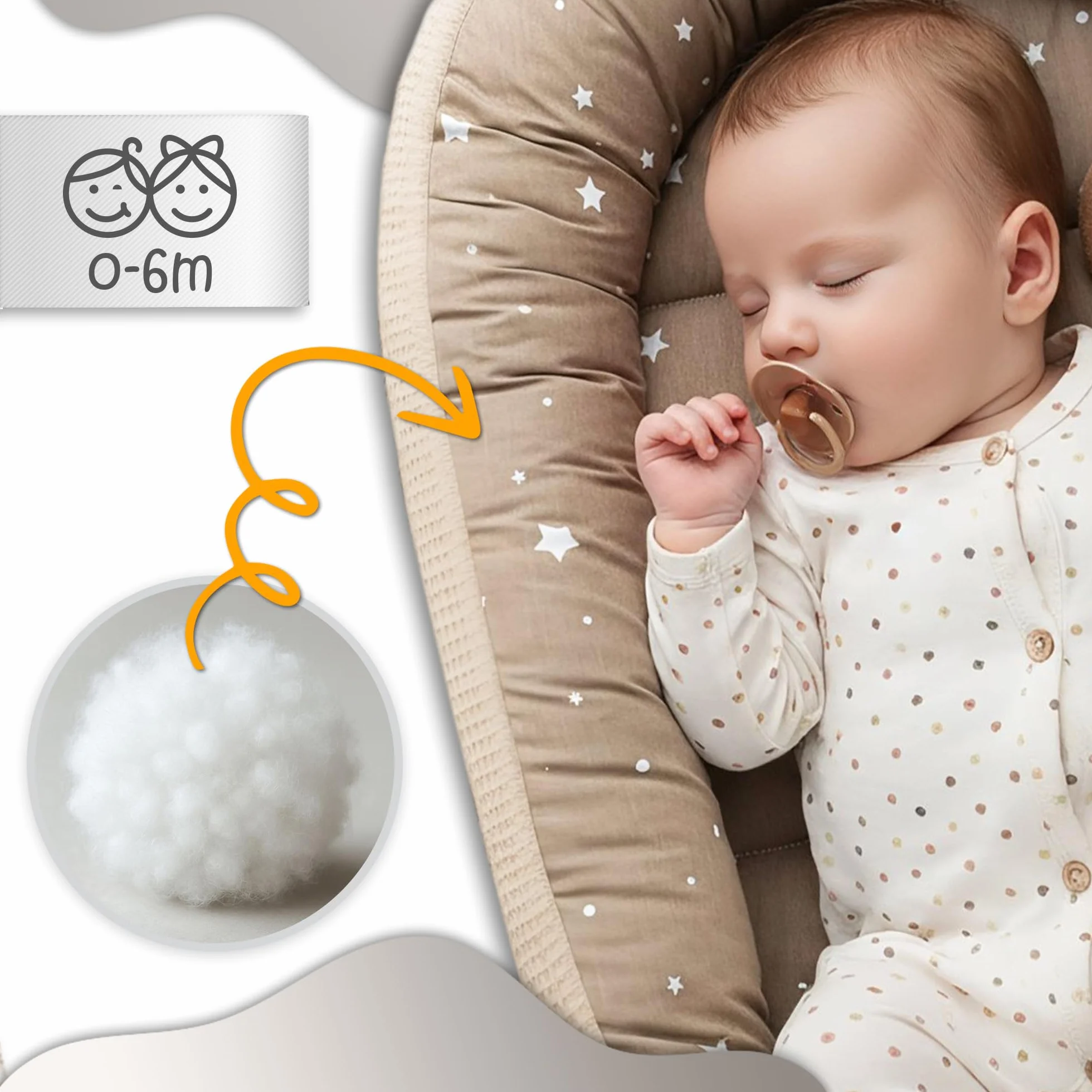 Ochraniacz niemowlęcy Babynest 90x50 cm - kokon Ręcznie robiony dwustronny bawełniany wafel z babynest jeleń brązowy
