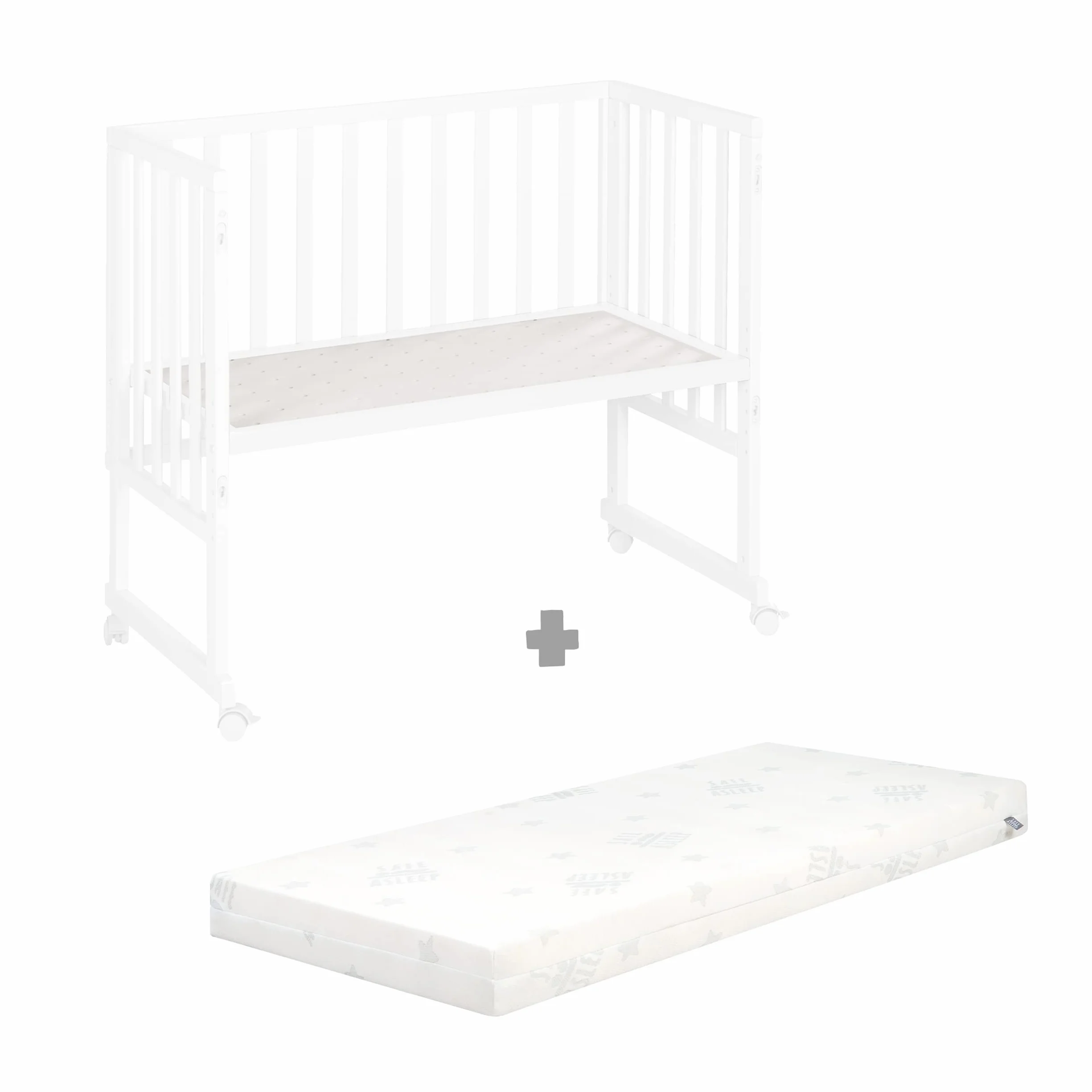 roba Łóżeczko pokojowe i przyścienna kołyska safe asleep 3 w 1-45 x 90 cm - Regulowana wysokość - Zestaw łóżeczka dla niemowląt - Drewno w kolorze białym