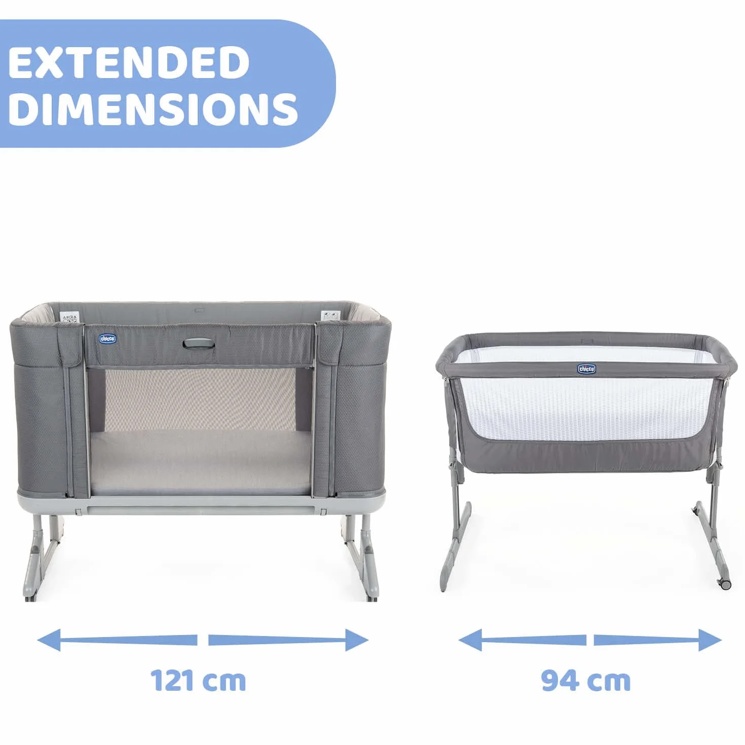 Chicco Next2Me Forever, Łóżeczko dziecięce boczne 3 w 1, łóżeczko staje się łóżeczkiem Montessori, do 4 lat (22 kg), regulowana wysokość, dobra cyrkulacja powietrza, 4 koła, materac w zestawie