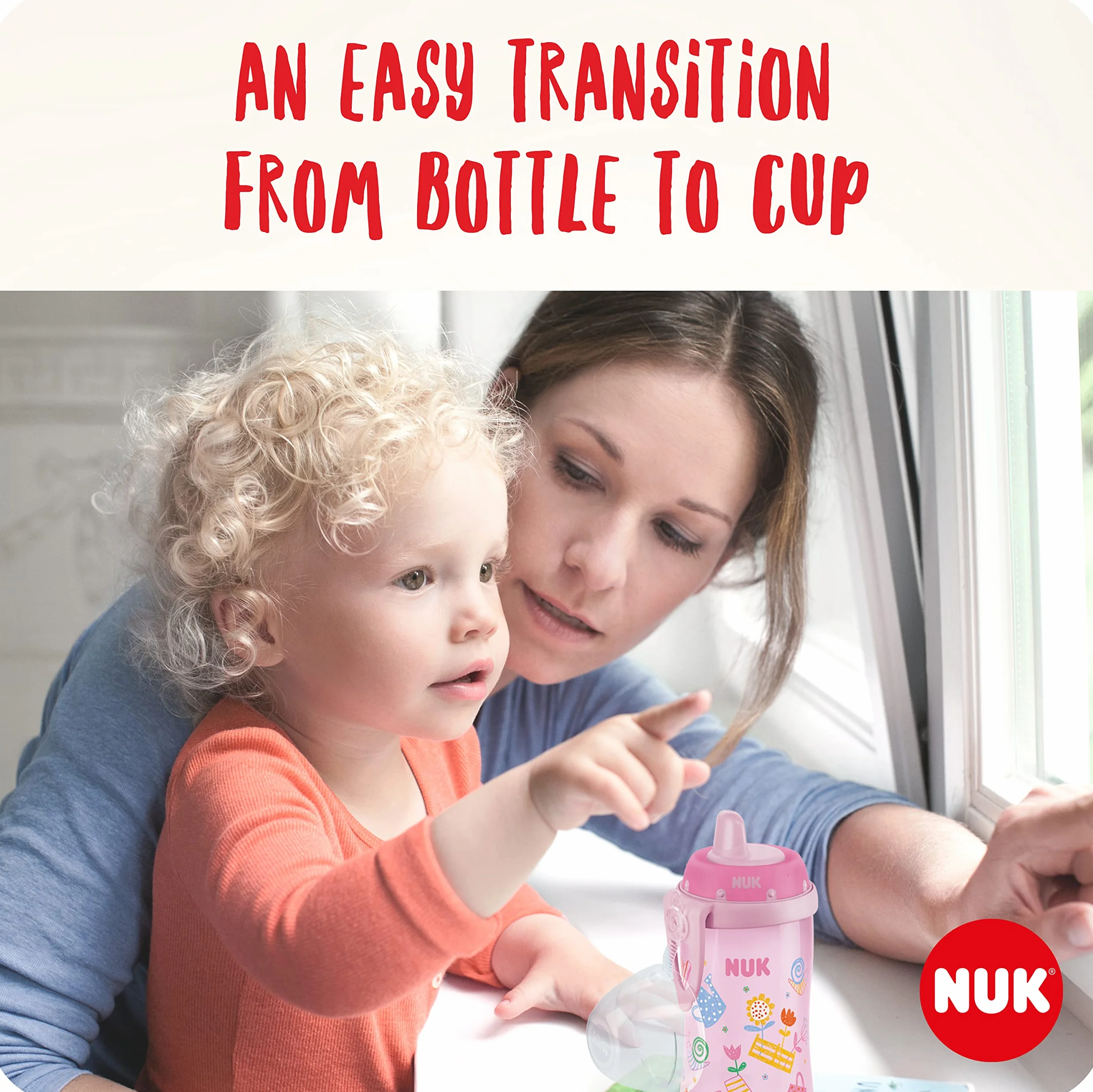 Kubek dla niemowlaka NUK Kiddy Cup Night | Od 12 miesiąca | 300 ml | Szczelny i utwardzany dzióbek do picia | Fosforyzujący kolor | Klips i ochronna przykrywka | Nie zawiera bisfenolu A | Fioletowy