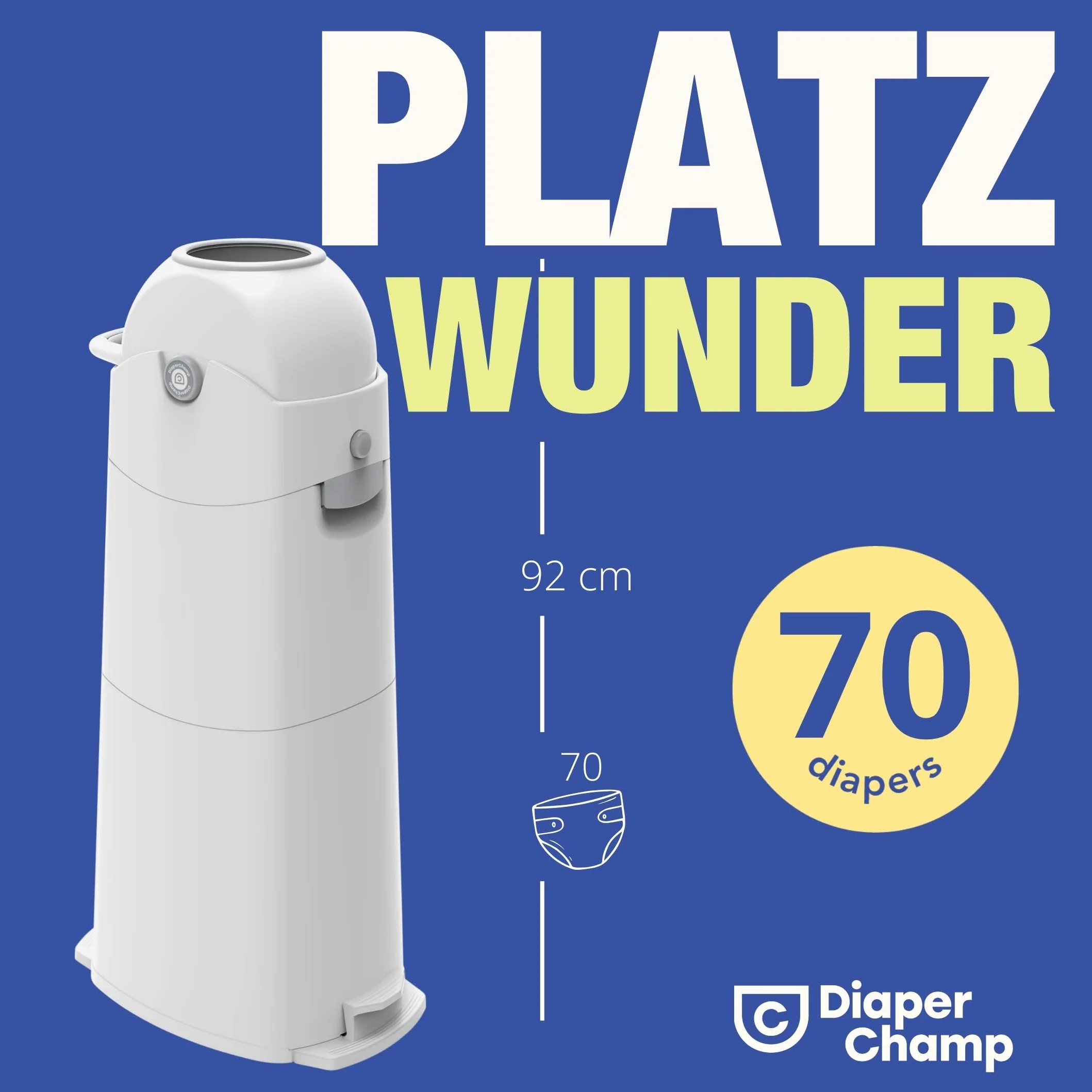 Vital Innovations ‎4031L Duży Kosz na Pieluchy, Srebrny, 1 Sztuka