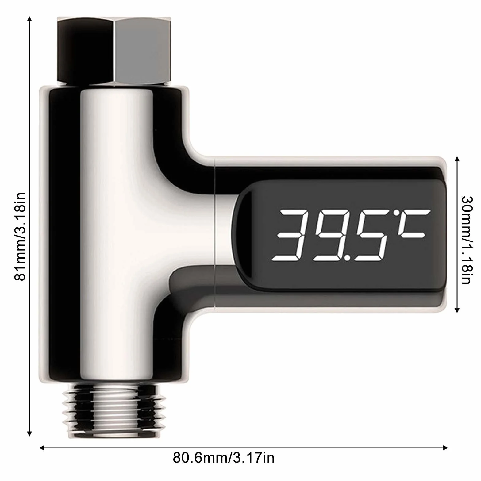 Molbory Cyfrowy termometr łazienkowy LED 5 – 85 ℃ w czasie rzeczywistym, przepływ wody z obrotowym ekranem o 360°, termometr do wody dla dzieci, termometr pod prysznic