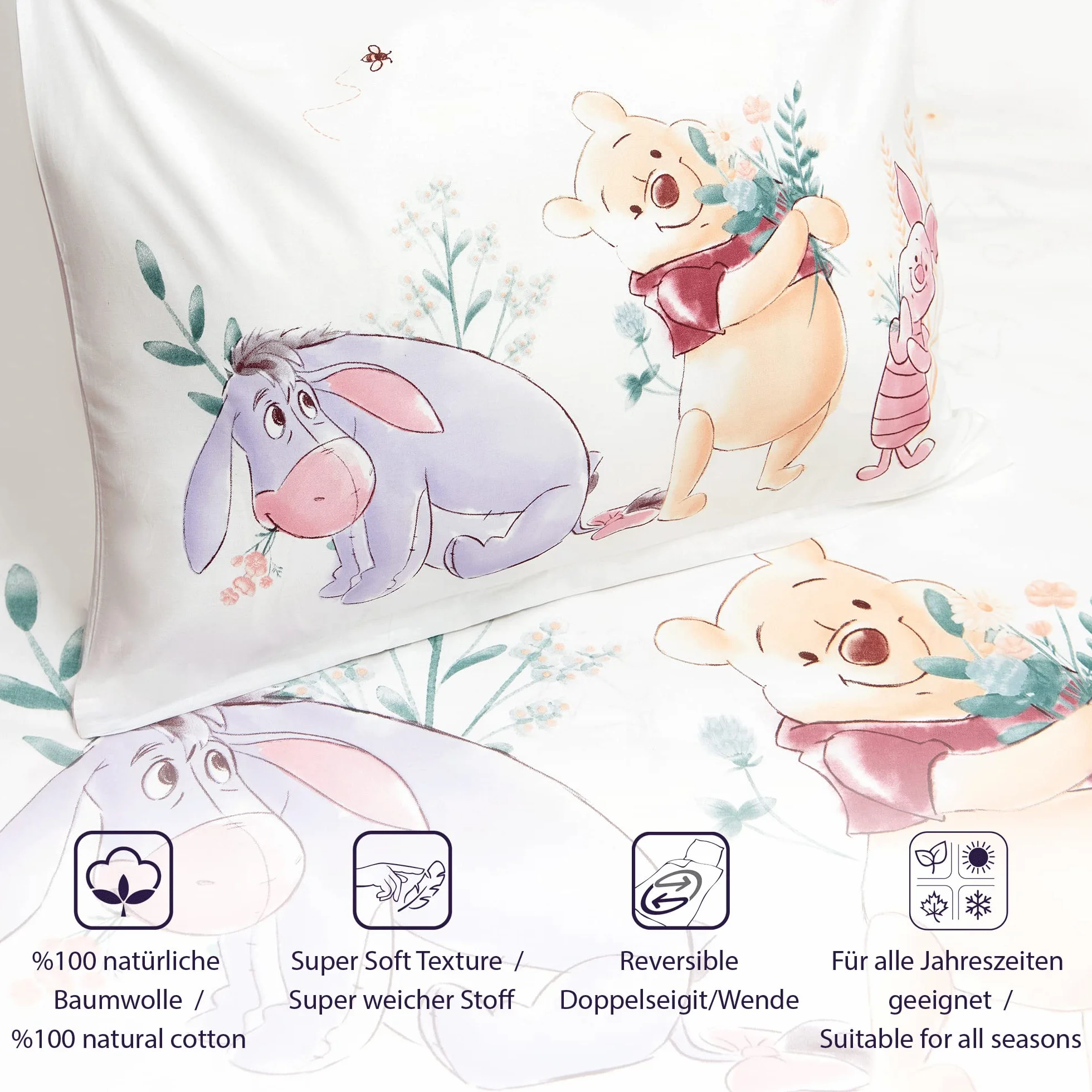 Disney Home Winnie The Pooh komplet pościeli dziecięcej 100 x 135 cm bawełna Renforce