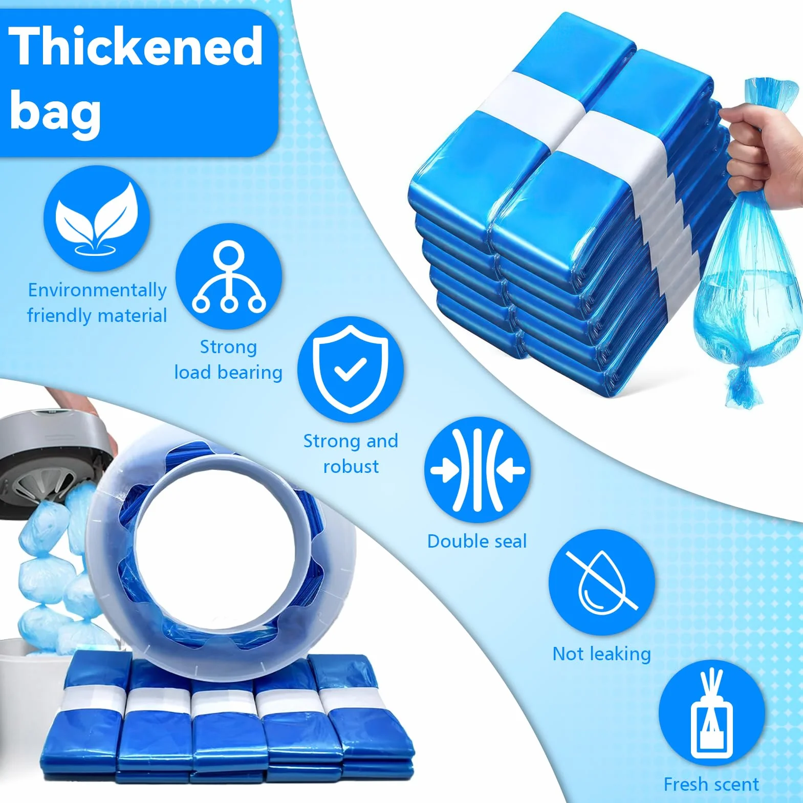 Wkłady na pieluchy, 10 sztuk, 7 warstw ochronnych, kompatybilne z Tommee Tippee + Twist & Click+ Litter Locker Ii (niebieski)