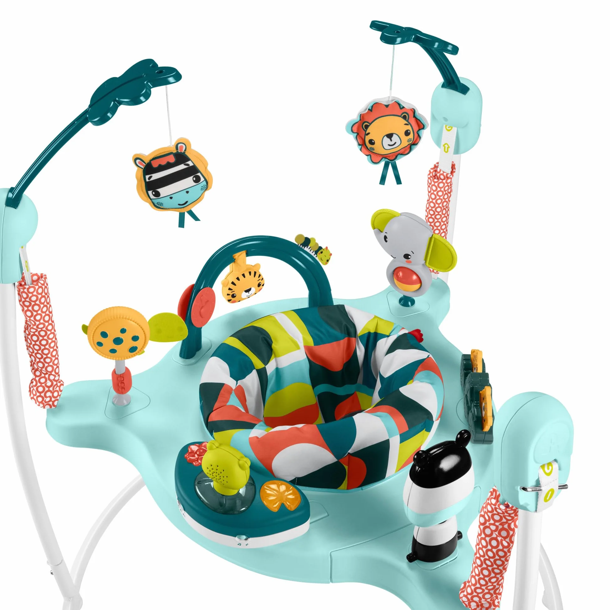 Fisher-Price Skoczek Wspaniałe kolory Centrum zabaw z muzyką, światełkami, dźwiękami i zabawkami rozwojowymi, HNX59