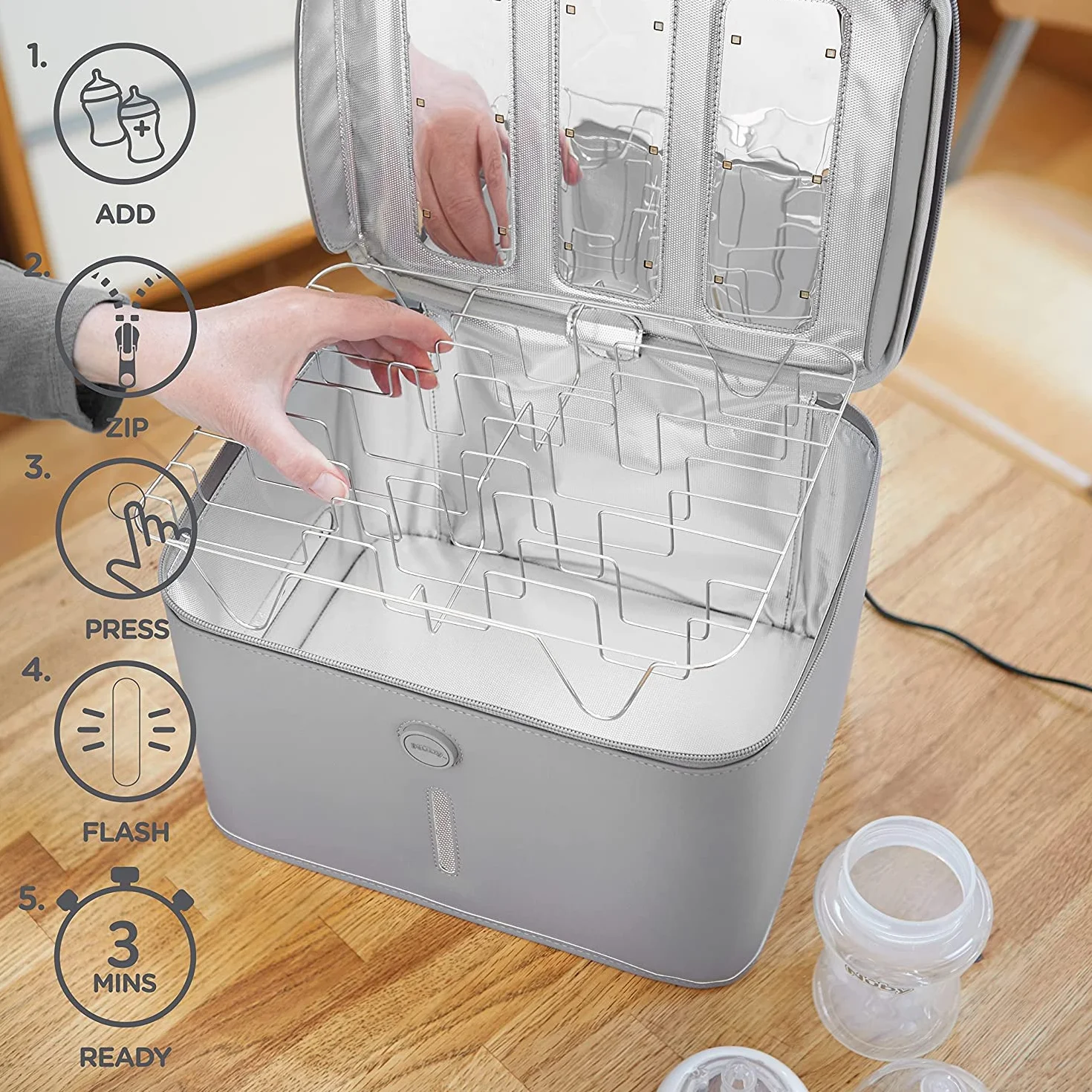 Dr. Talbot's Nuby - Sterylizator UV do smoczków, butelek, zabawek, smartfonów - z kratką