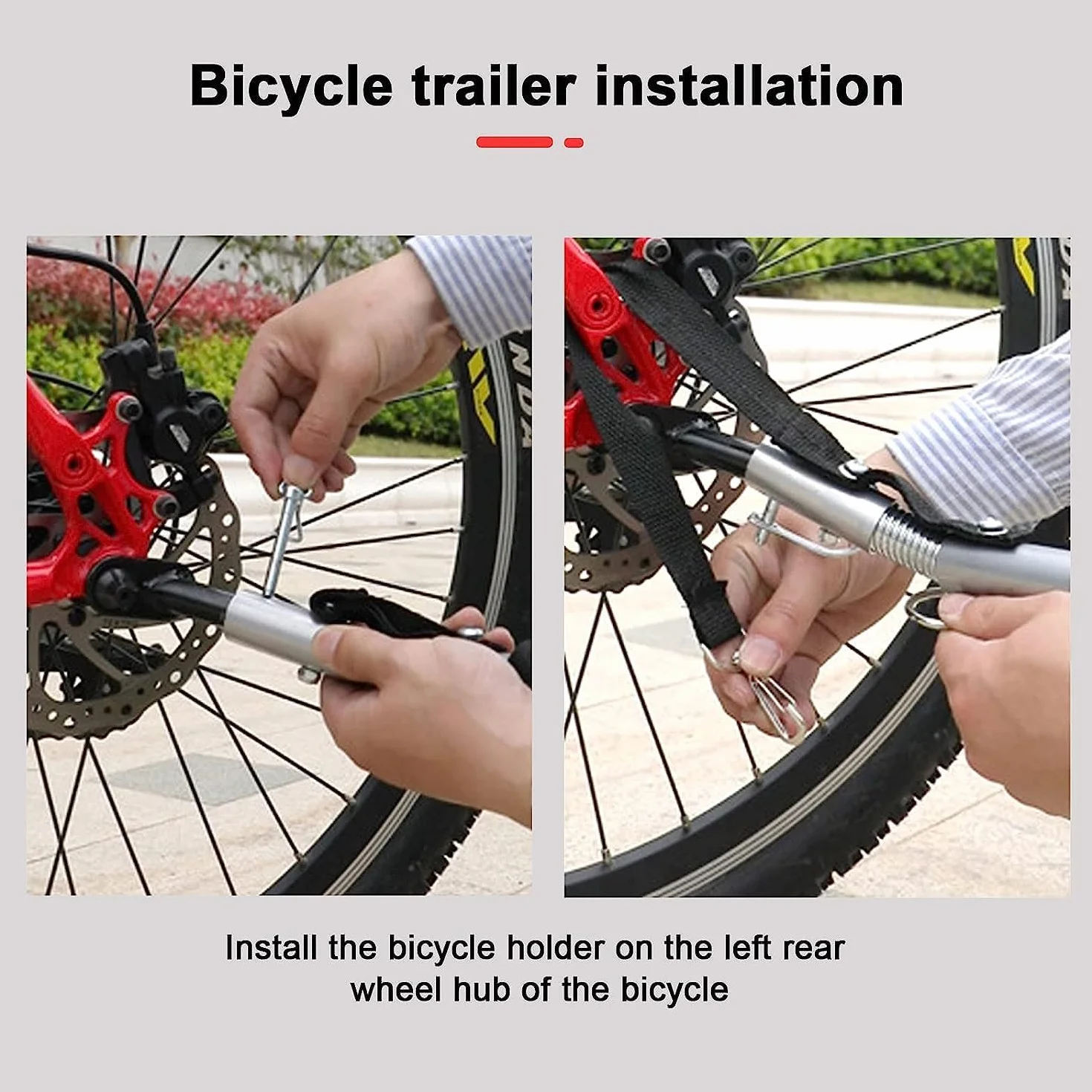 Przyczepka rowerowa, hak holowniczy, adapter do przyczepy rowerowej, z trzpieniem zabezpieczającym, przyczepka rowerowa, 2 sztuki w zestawie