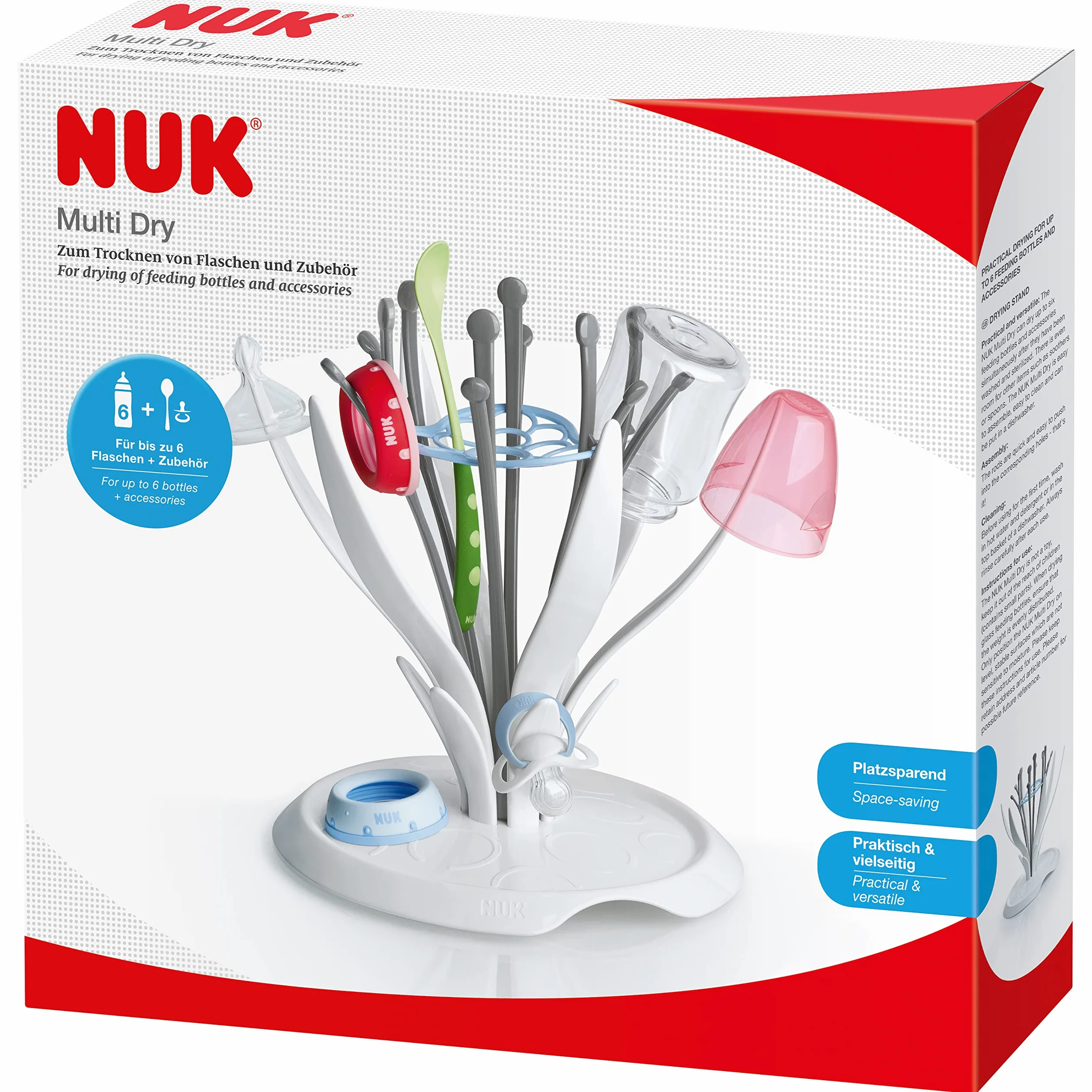 Stojak do suszenia butelek NUK Multi-Dry do 6 butelek i akcesoriów wzór w kwiaty