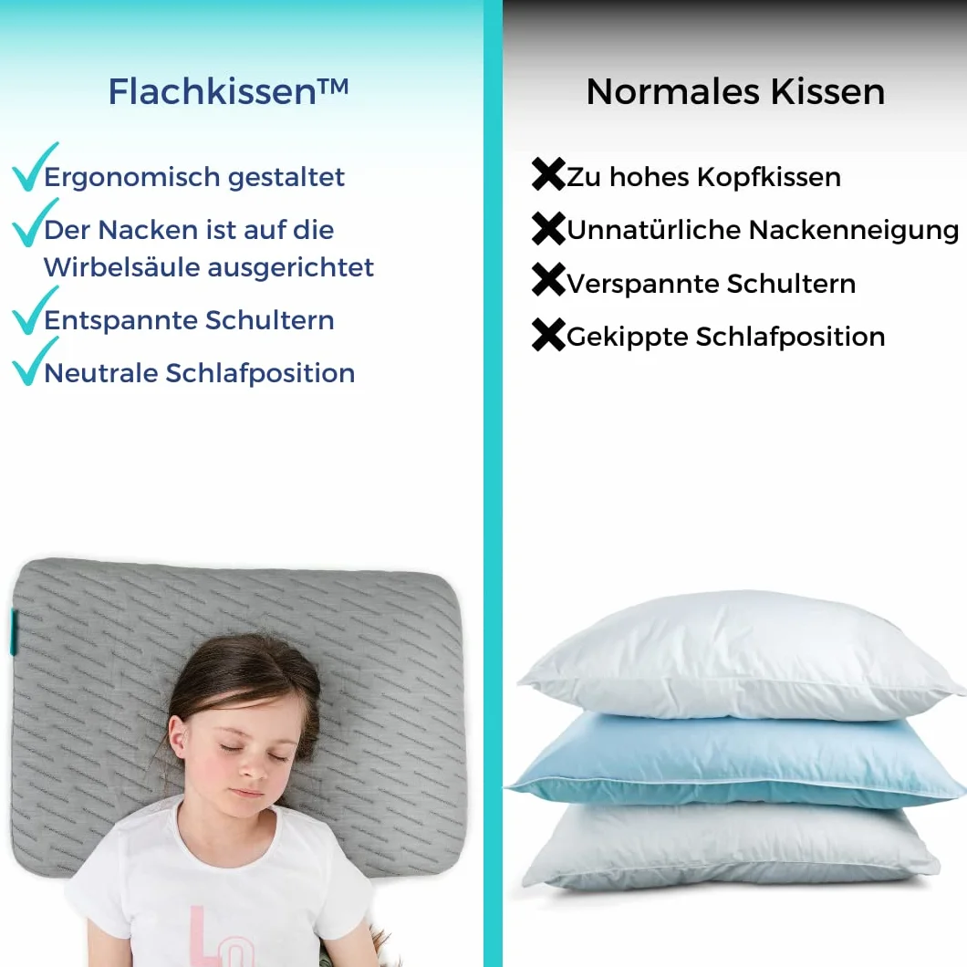 Ortopedyczna poduszka dla dzieci o wysokości 5 cm z poszewką z bambusa | Najwyższej klasy poduszka pod głowę dla dzieci z pianką Memory Foam