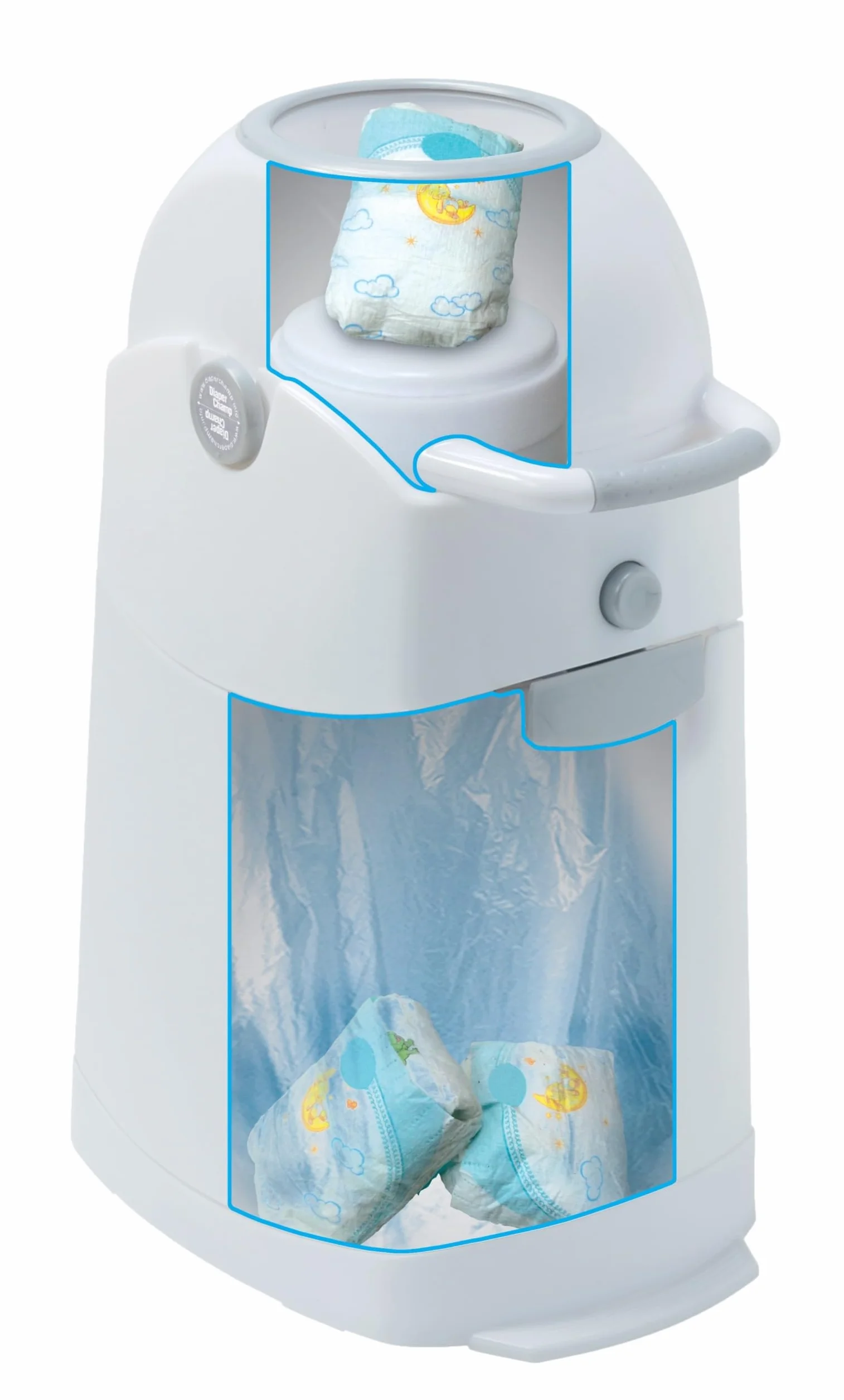 Vital Innovations Asalvo 4011R Kosz na Pieluchy Biały Szary 28 x 38 x 40.5 cm