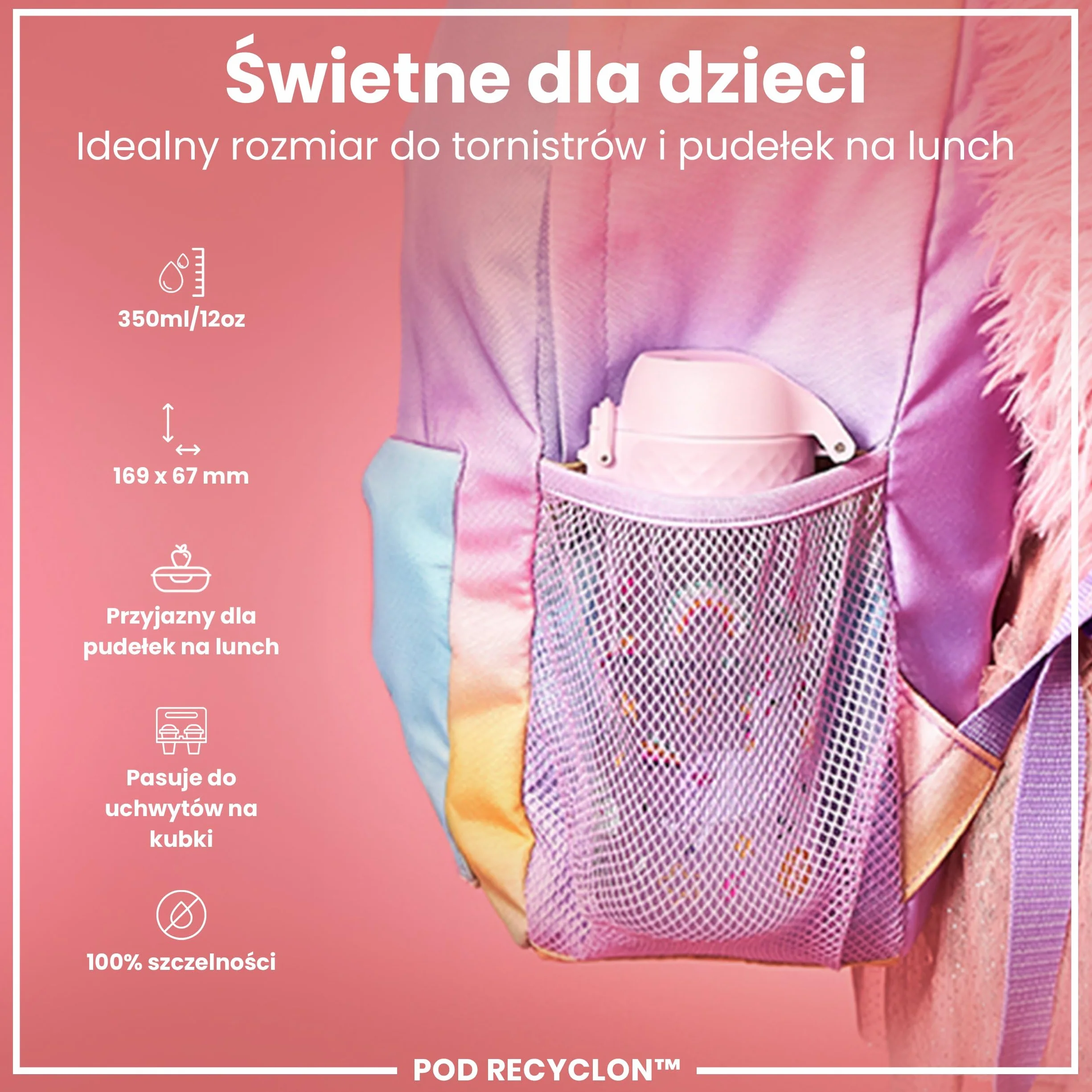 ION8 Butelka na Wodę, Szczelna, Łatwe Otwieranie, Bezpieczny Zamek, Można Myć w Zmywarce, Bez BPA, Higieniczne Pokrycie, Uchwyt do Przenoszenia, Łatwa Czyszczenie
