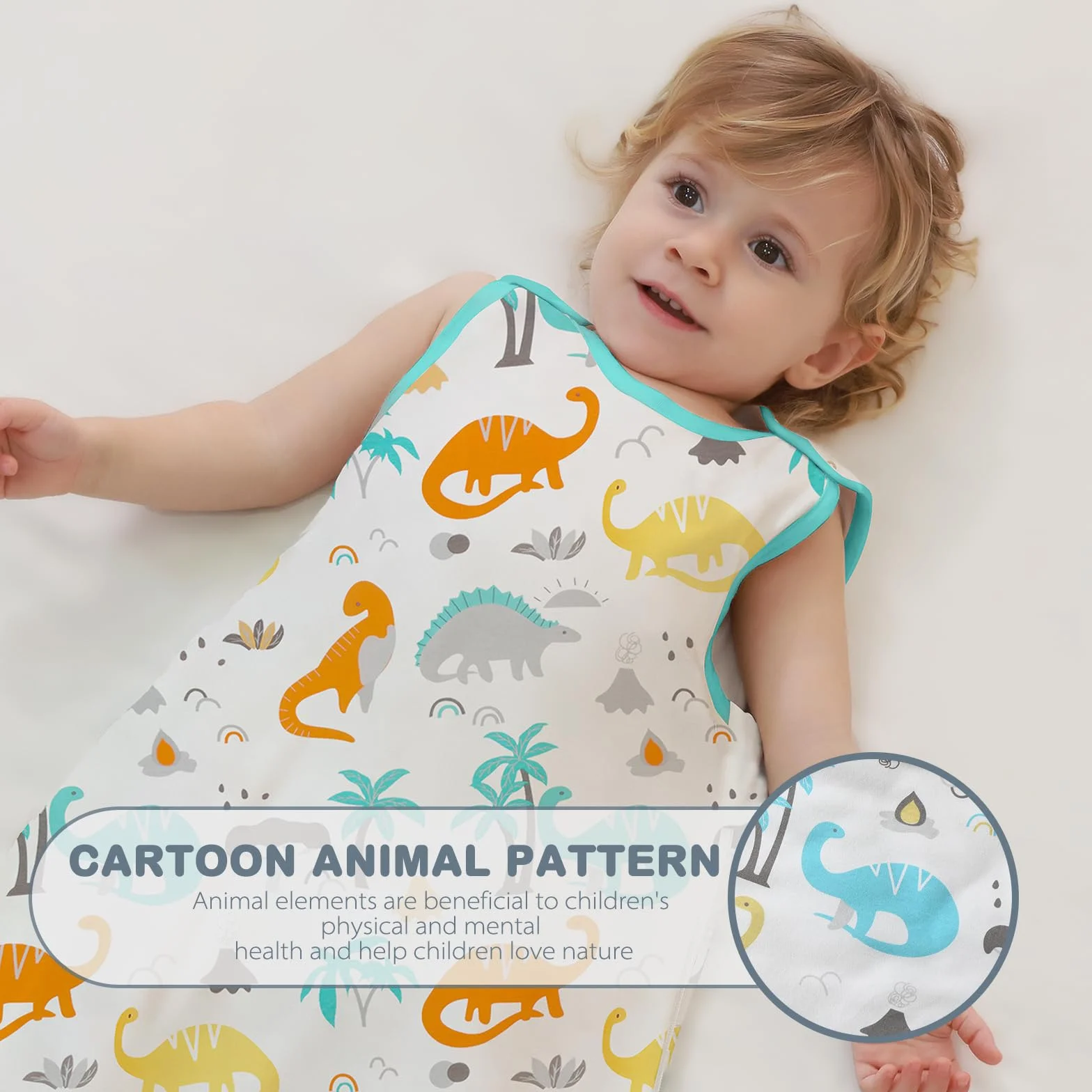 Mosebears Baby Śpiworek Lato 0,5 tog Cute Animal Cartoon Mywalny Koc Przenośny Bezrękawowy