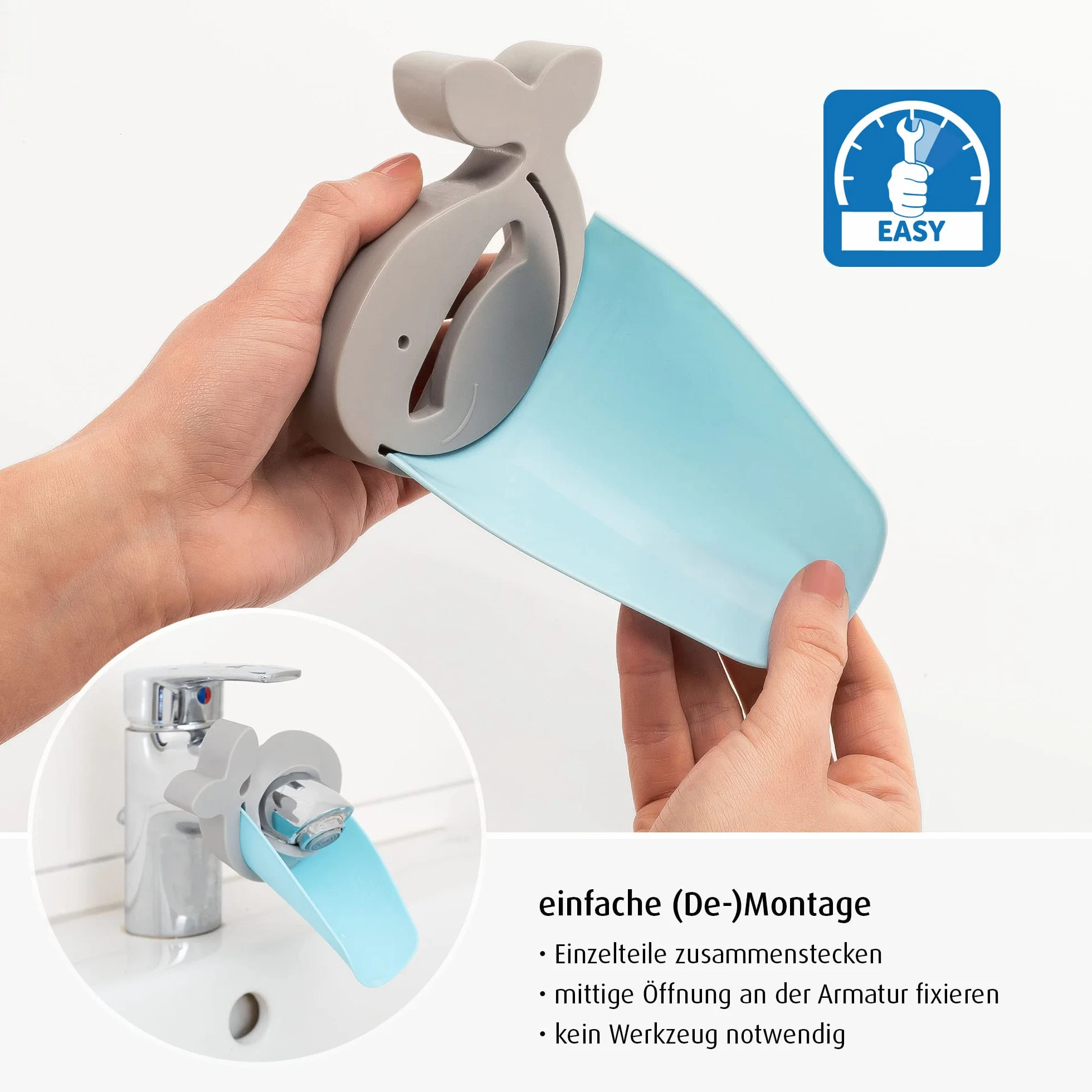 reer MyHappyBath Extender - Przedłużenie kranu. Nakładka na kran dla Twojego dziecka, do łatwego mycia rąk przy umywalce