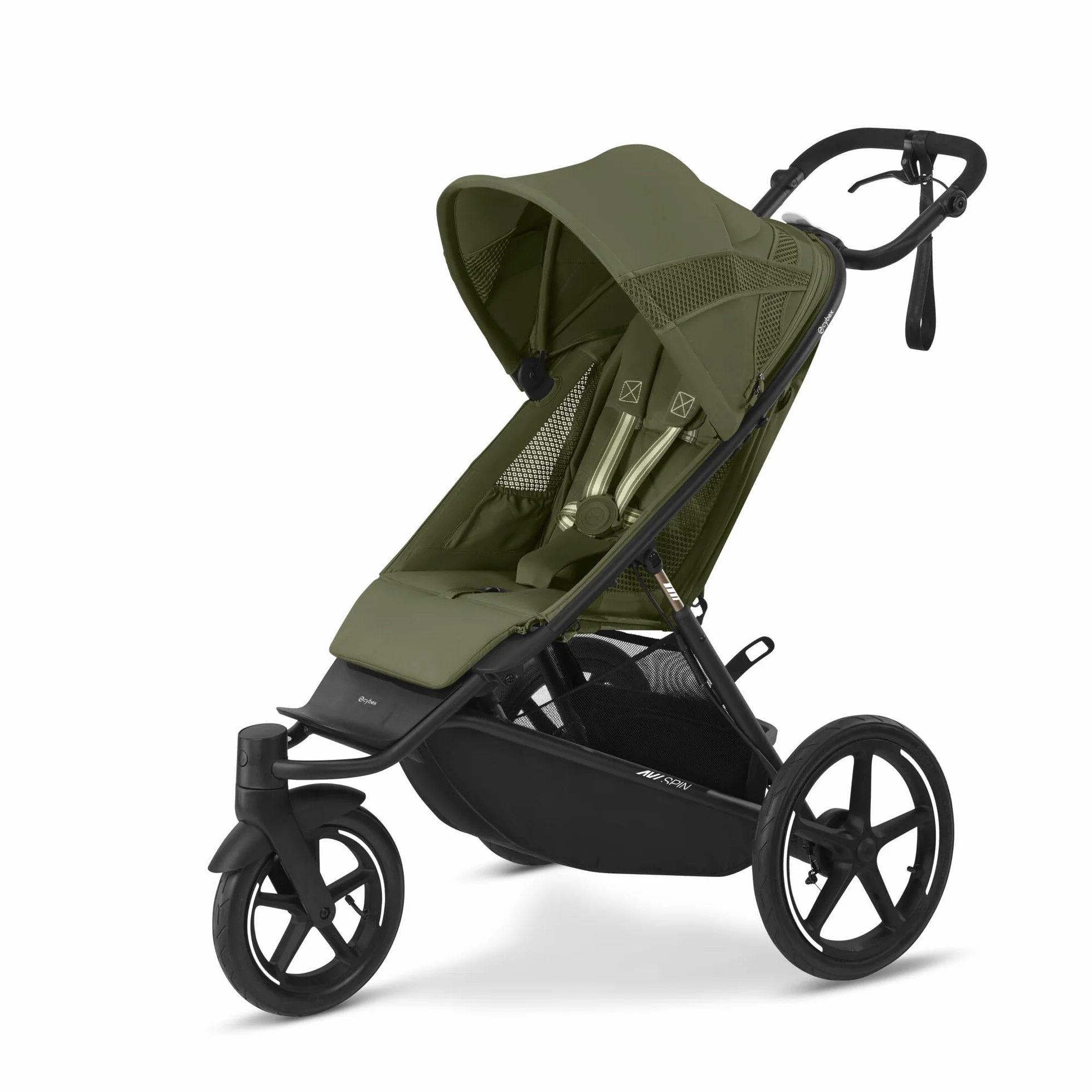 CYBEX Gold Wózek spacerowy AVI SPIN, Od urodzenia do ok. 4 lat, Max. 111 cm i 22 kg, Wózek miejski, Wózek terenowy i do biegania, Moss Green