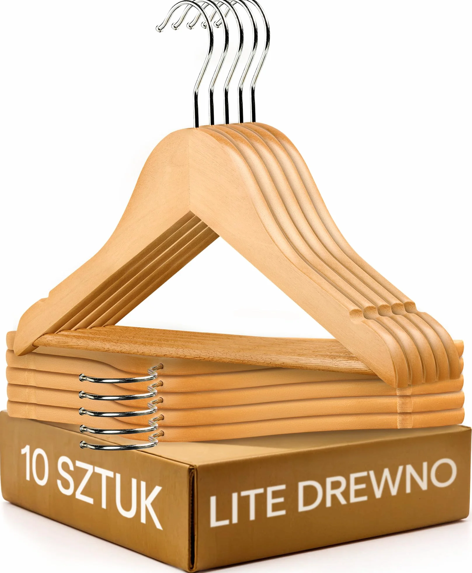 Drewnianych Wieszaków dla Dzieci - Zestaw 10 - Wytrzymałe Naturalne Drewno Bukowe - Doskonały Porządek dla Dziecięcej Odzieży