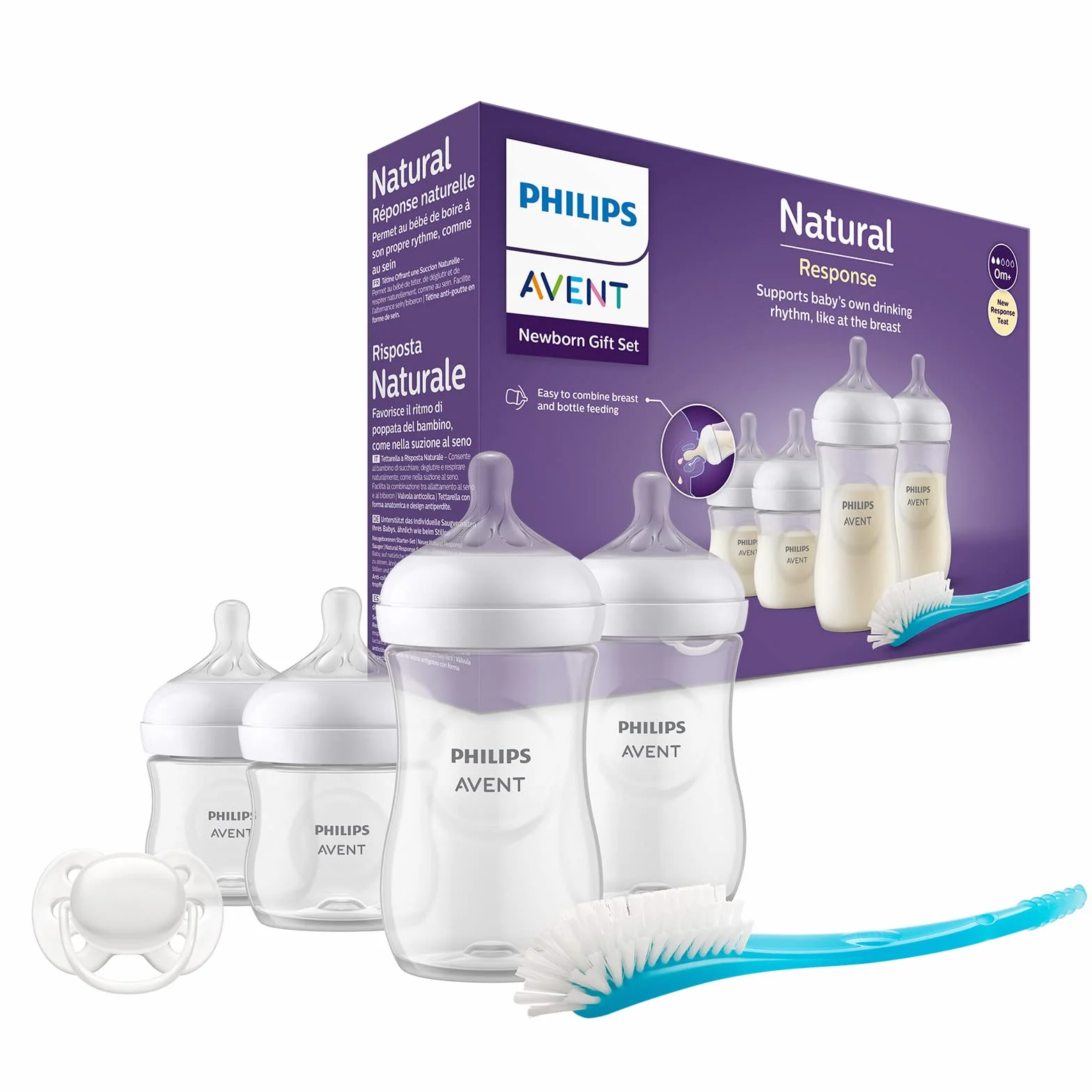 Philips Avent Zestaw 4 Butelek Natural z Responsywnym Smoczkiem SCD838/11