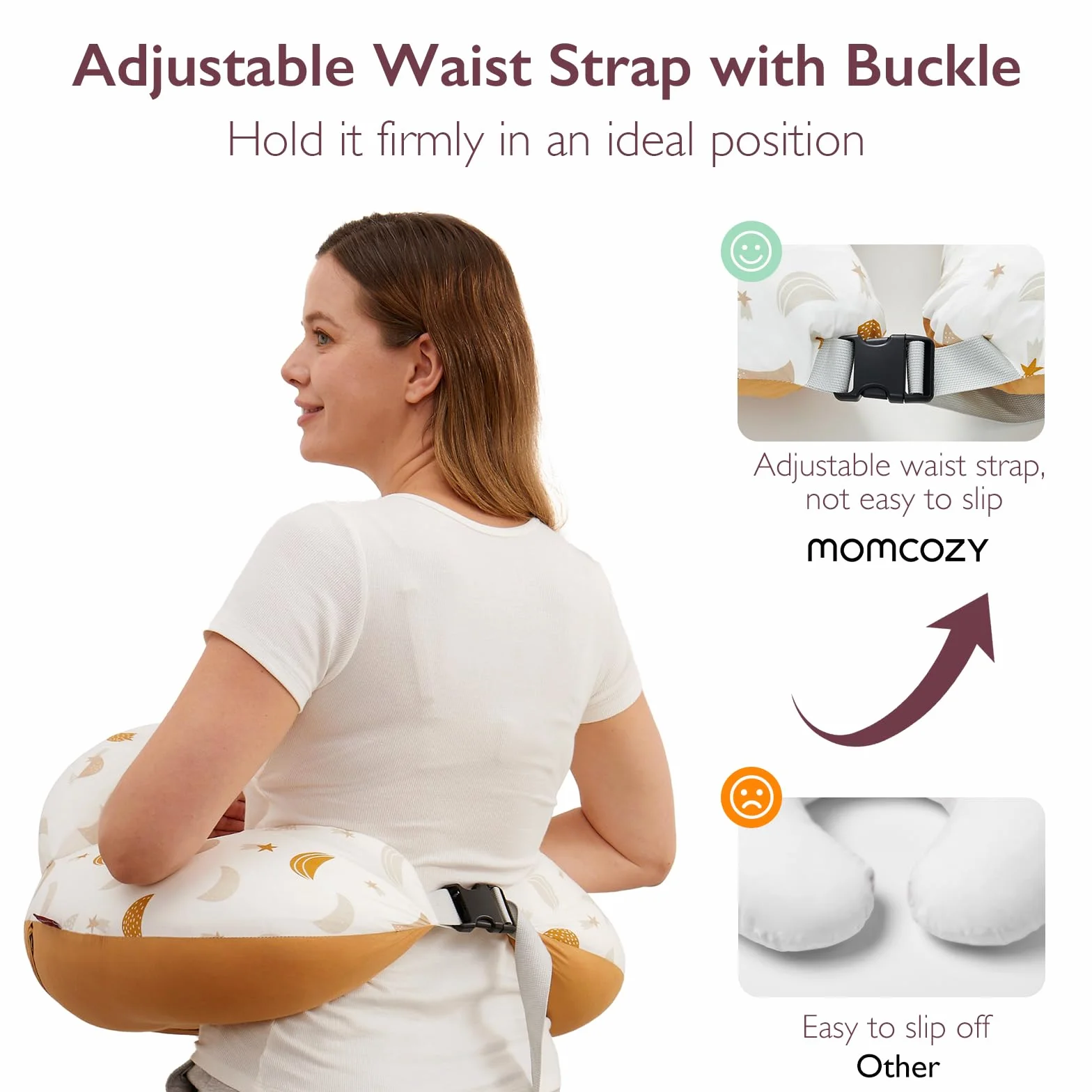momcozy Poduszka do karmienia piersią z krawędzią bezpieczeństwa – ergonomiczna poduszka do karmienia piersią i podparcia z regulowanym paskiem i zdejmowanym bawełnianym pokrowcem, deszcz meteorytów