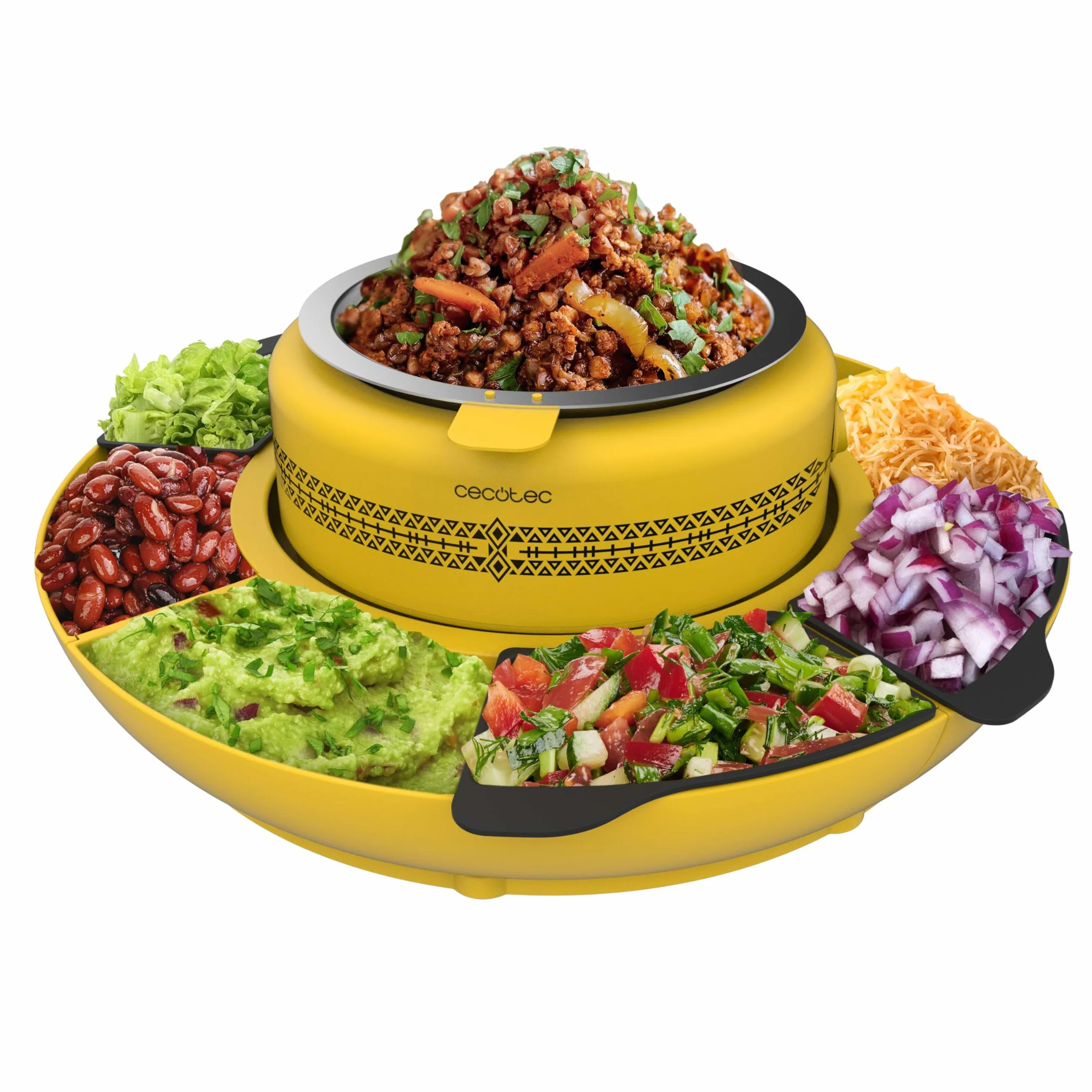 Cecotec Tacos Taco Maker Fun Taco Andale Maszyna do podgrzewania składników. 40 W, 600 ml komora środkowa, atrakcyjny design dla dzieci, 4 przegródki i 4 silikonowe formy