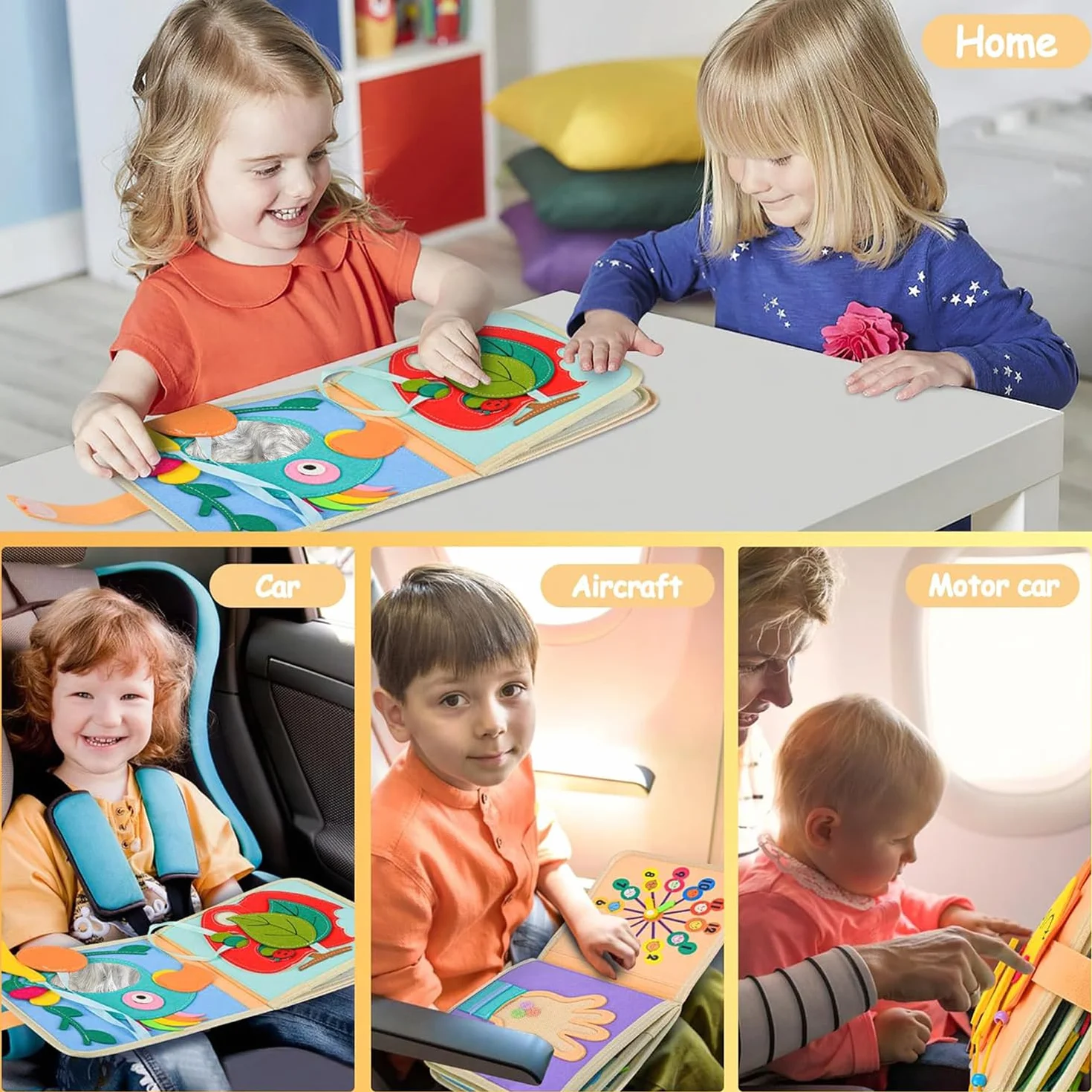 Książka materiałowa Montessori dla niemowląt od 1 roku, filcowa 3D, zabawka edukacyjna wczesna nauka
