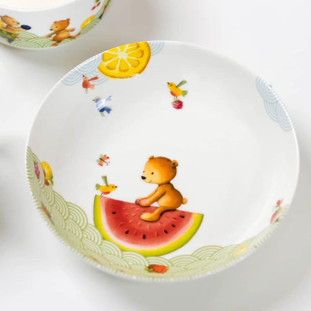Villeroy & Boch - Hungry as a Bear Tiefer talerz dziecięcy, 19 cm, porcelana premium, biały/kolorowy