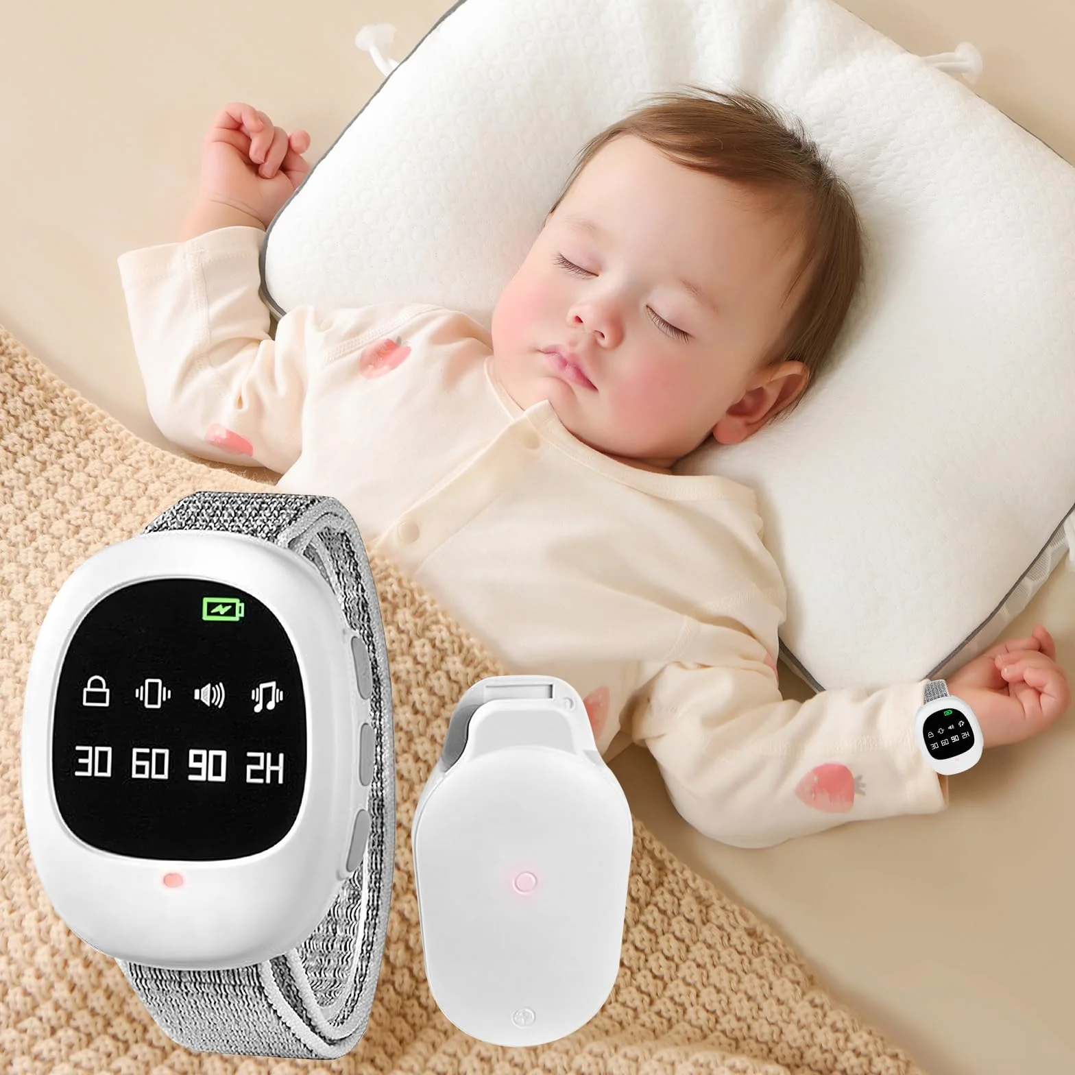 Bezprzewodowy alarm o moczeniu nocnym, z 3 trybami przypomnienia, ładowany przez USB-C, wysoka czułość, czujnik moczenia nocnego dla dzieci starszych i chorych na obłożnie