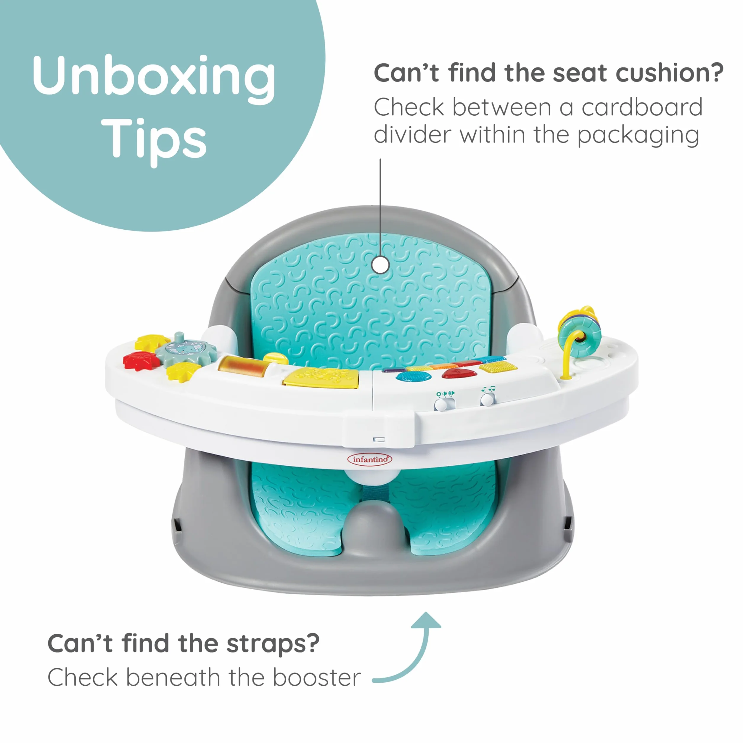 Infantino Krzesełko do Karmienia i Eksploracji Discovery Growing Baby Booster 3 w 1 Niebieskie