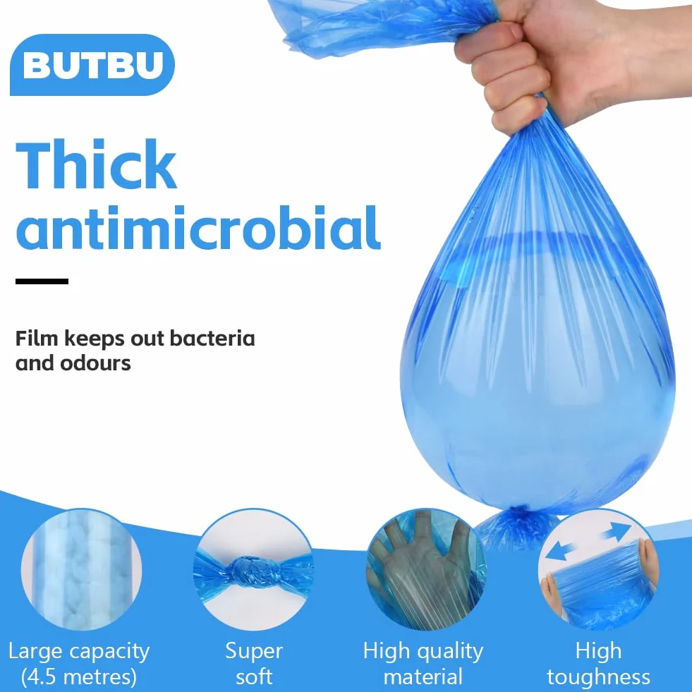 Pojemniki na pieluchy 6 sztuk, folia uzupełniająca 4,5 m, kompatybilne z Angelcare, Tommee Tippee, Spross, LitterLocker, niebieski