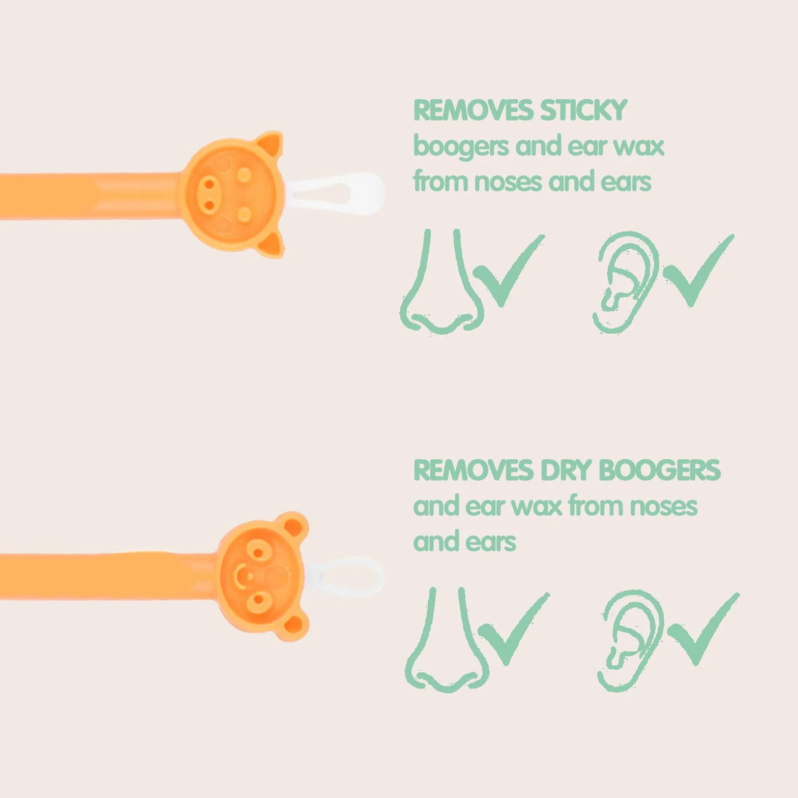 Baby Nose Ear Cleaner Silikonowy Orange Booger Remover Usuwanie Woskowiny Sztyft do Czyszczenia Bezpieczne Użytkowanie dla Niemowląt Produkty do Pielęgnacji Niemowląt