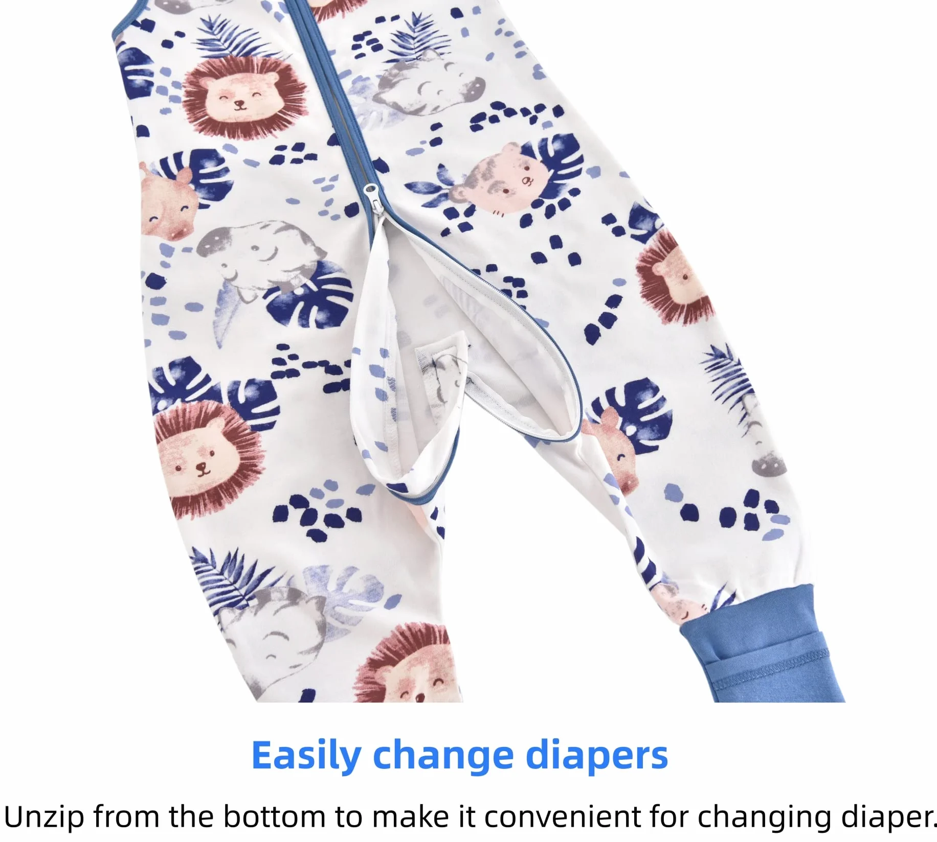 Chilsuessy śpiworek niemowlęcy z nogawkami, 1,5 TOG, 100% bawełna, całoroczny śpiworek dla dzieci, zebra, 80 cm / wzrost dziecka 85-95 cm