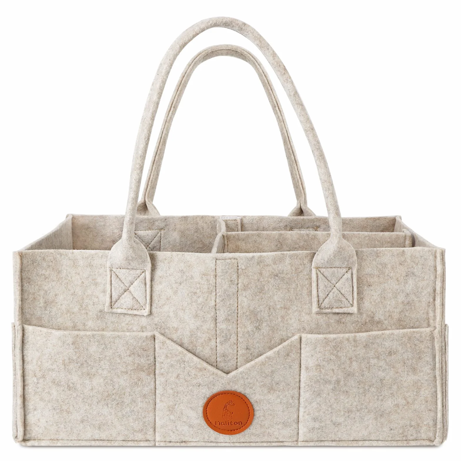 Maliton Organizer do przewijaka, Organizer do pieluch dla niemowląt Caddy Newborn Essentials, wytrzymała, przenośna torba filcowa, kosz do przechowywania dla niemowląt z wyjmowanymi przegródkami