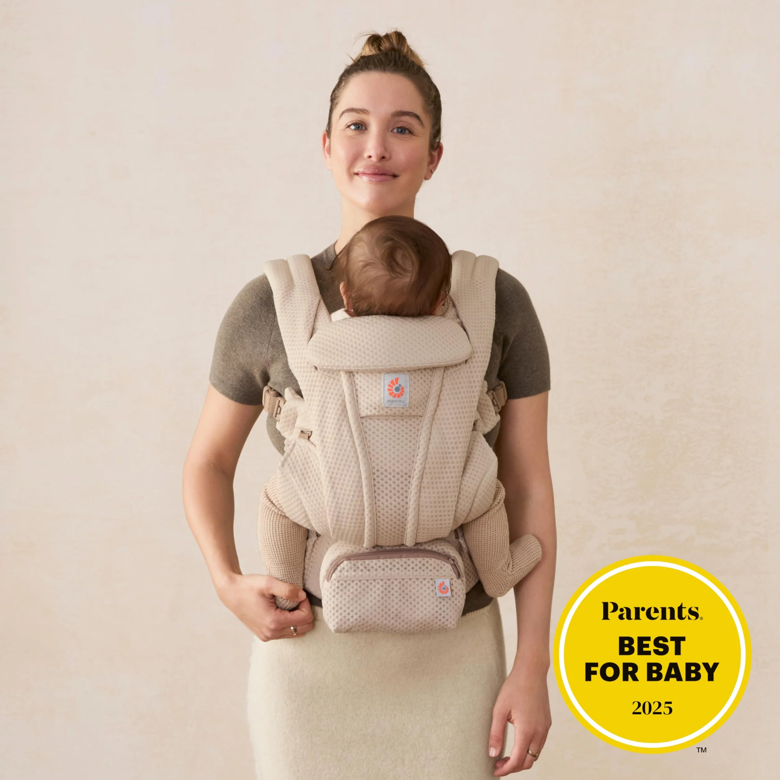 Ergobaby Omni Deluxe uniwersalny nosidełko dla noworodków od urodzenia do 20 kg, ergonomiczny 4-pozycyjny siatkowy nosidełko, plecak, system podróżny, naturalny beż