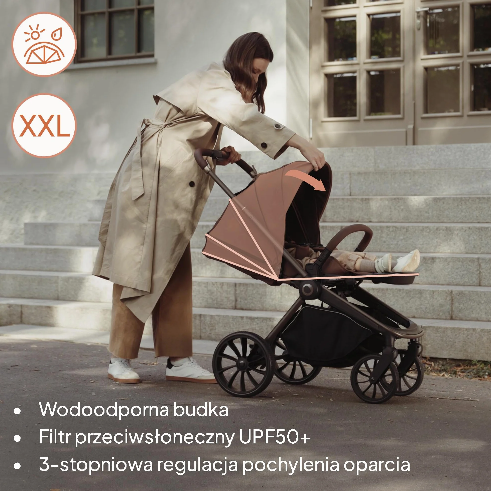 LIONELO MIKA PLUS 3 w 1 Wózek Spacerowy Dziecięcy 0-48 miesięcy do 22 kg Gondola do 9 kg Fotelik Samochodowy Nosidło do 13 kg, Regulacja Oparcia, Amortyzacja, Koła 360° Budka XXL (Szary)