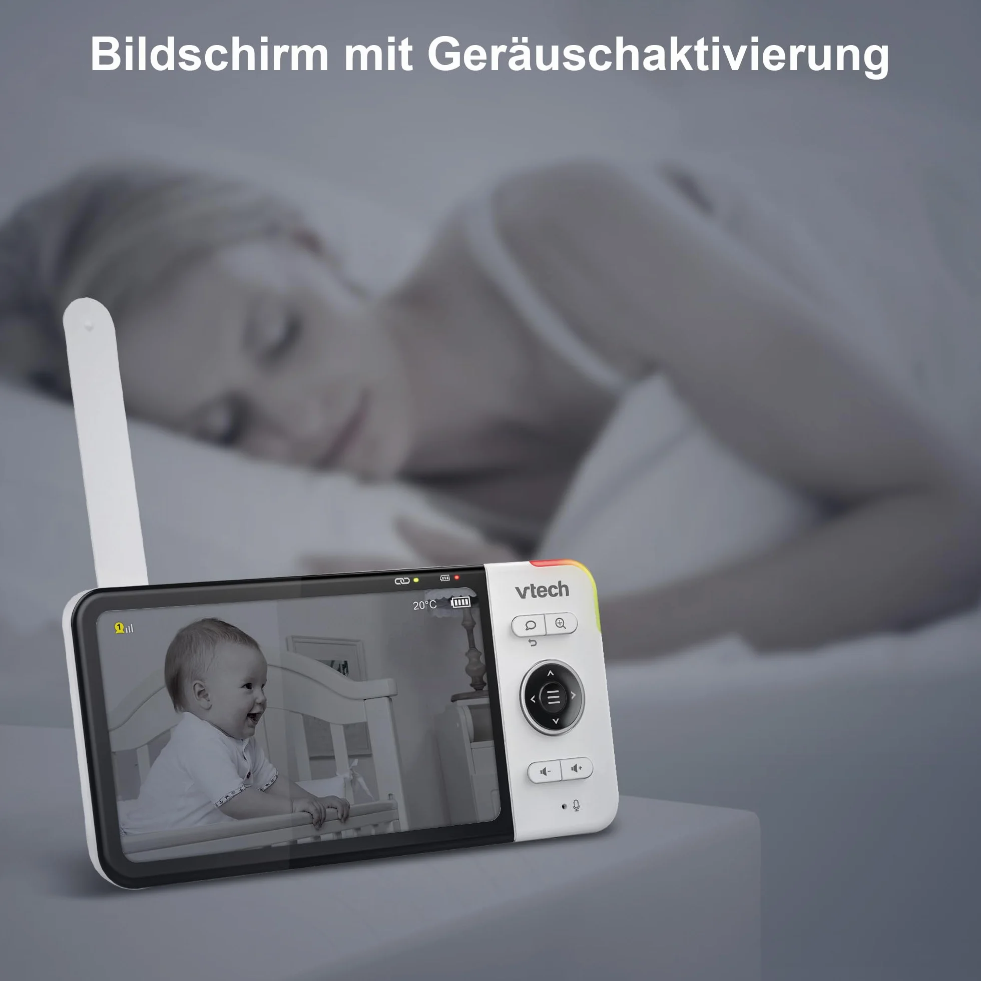 VTech VM818 monitor dla niemowląt HD – niania wideo z kamerą szerokokątną – wideo HD, czysty dźwięk, kolorowy ekran LCD 5" i funkcja widzenia w nocy – z funkcją interkomu, kołysankami i dźwiękami