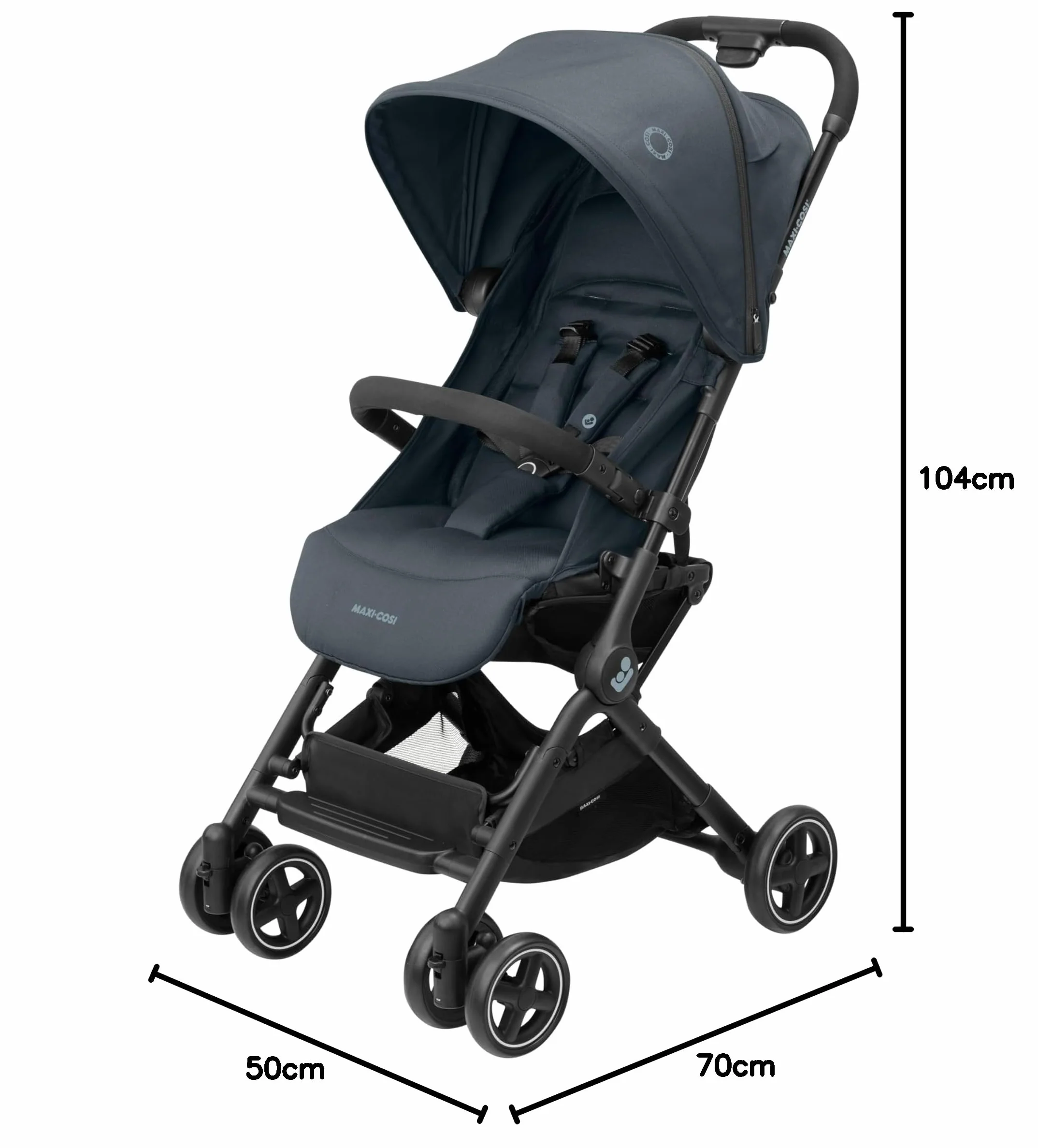 Maxi-Cosi Lara2 Wózek dziecięcy, 0–4 lata, 0–22 kg, Wózek spacerowy, Lekki wózek, 3 pozycje, Pozycja płaska, Automatyczne składanie, Pasek na ramię, Essential Graphite